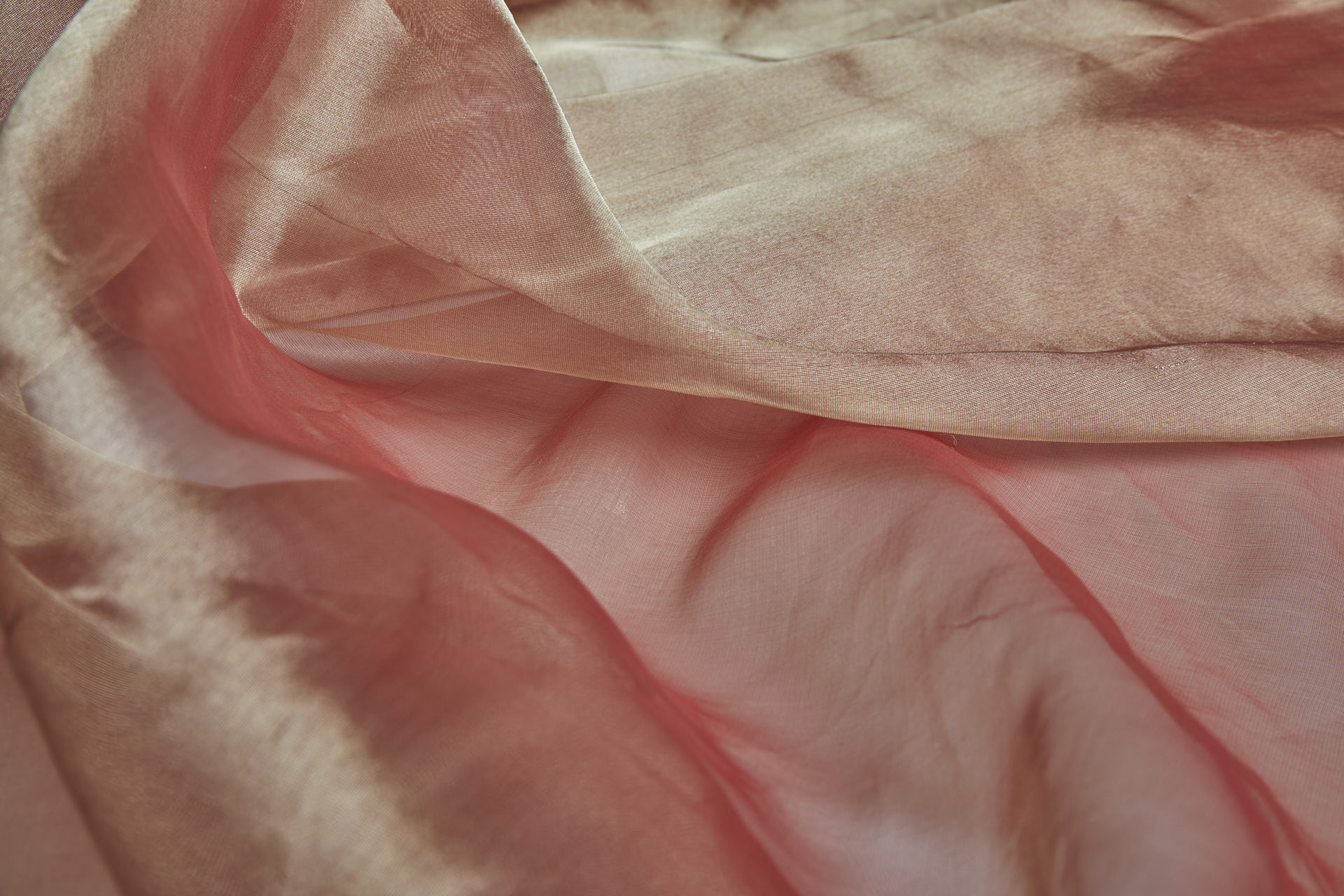Silk Organza - Metallic Bright Red shot Gold fabric, image 2 of 7