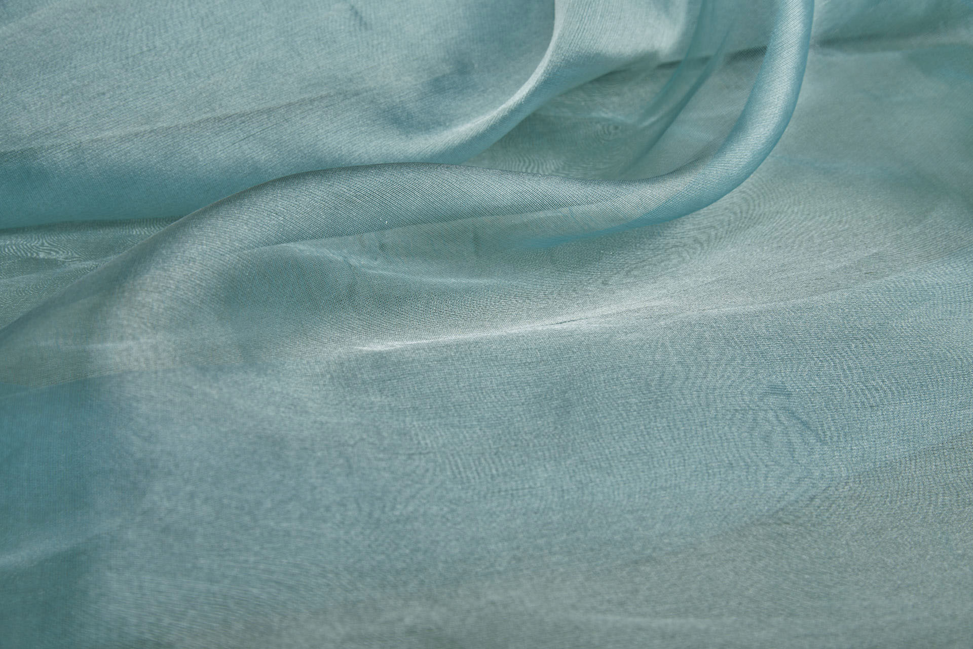Silk Organza - Metallic Aqua fabric, image 2 of 6