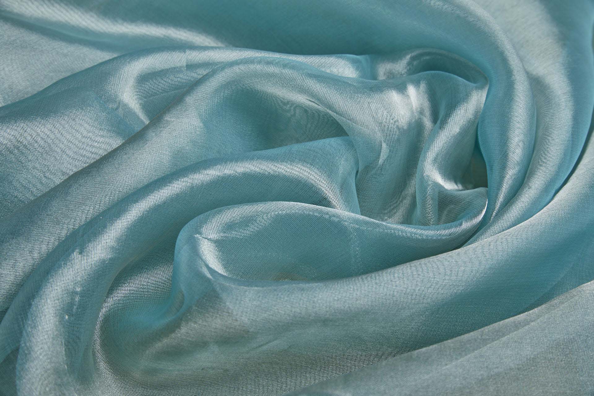 Silk Organza - Metallic Aqua fabric, image 5 of 6