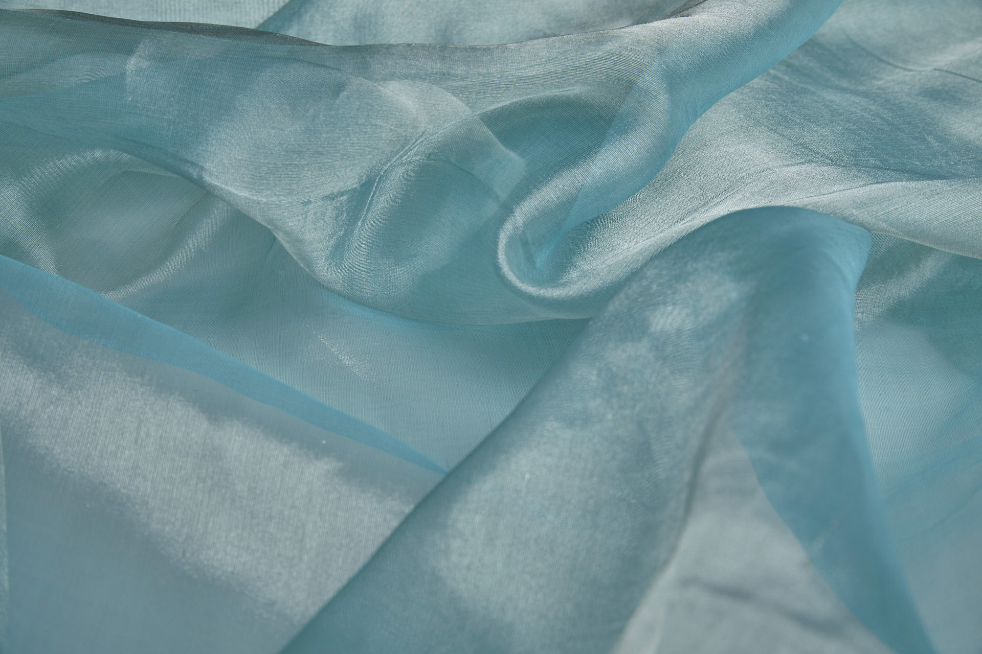 Silk Organza - Metallic Aqua fabric, image 6 of 6