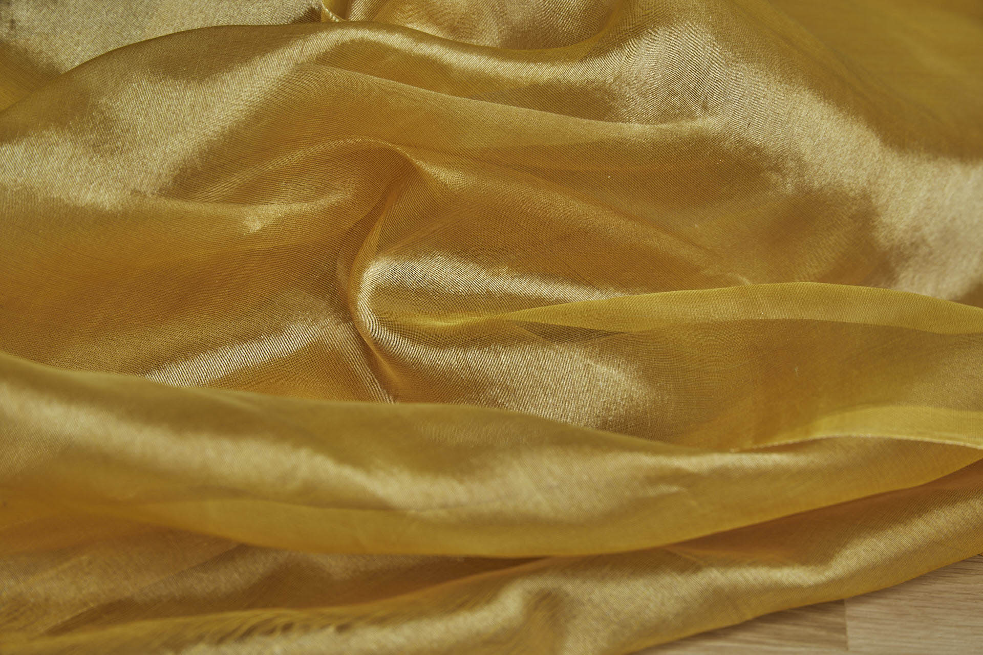 Silk Organza - Metallic Yellow fabric, image 5 of 6