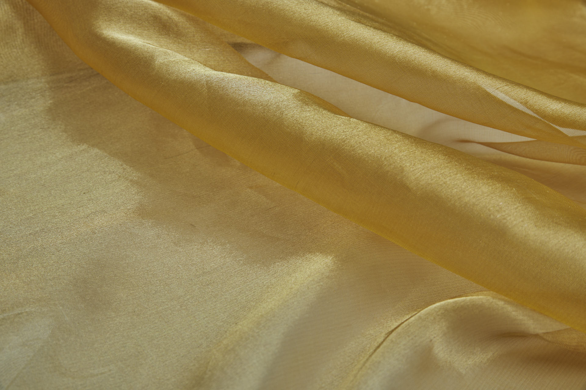 Silk Organza - Metallic Yellow fabric, image 2 of 6