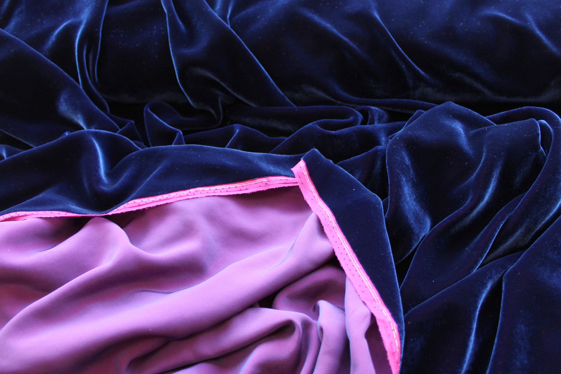 Silk Velvet - Royal Blue shot Magenta fabric, image 3 of 5
