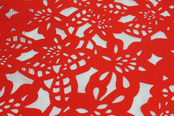 Patterned Jersey Net - Red and White fabric, image 4 of 7