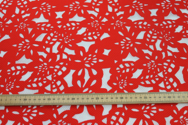 Patterned Jersey Net - Red and White fabric, image 5 of 7