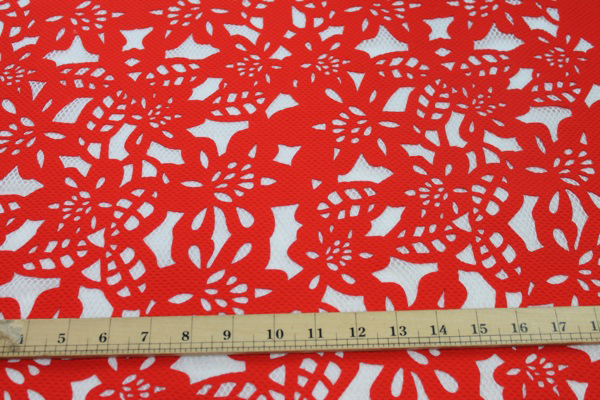 Patterned Jersey Net - Red and White fabric, image 6 of 7