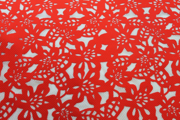 Patterned Jersey Net - Red and White fabric, image 7 of 7
