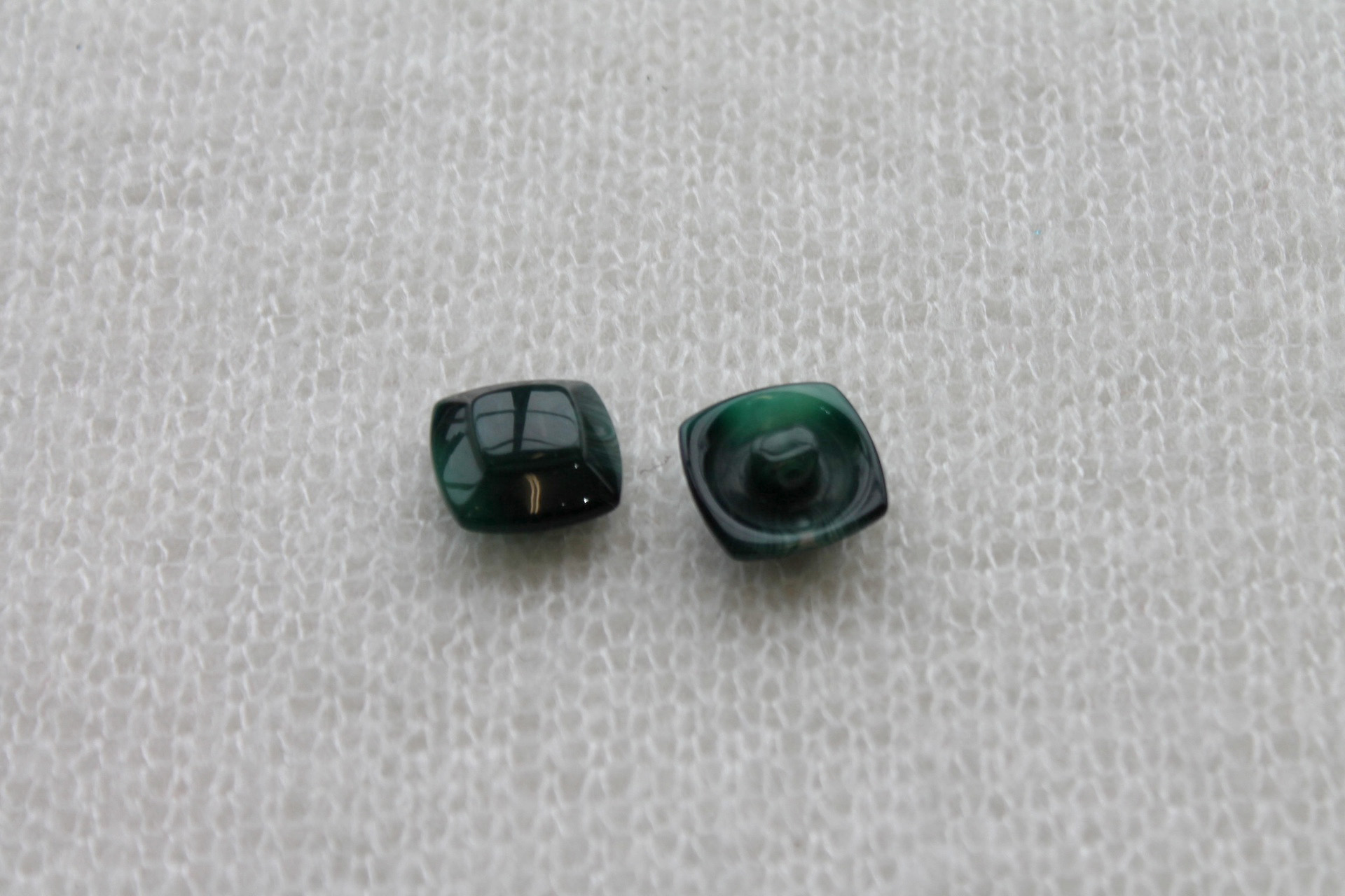 Square Dark Green Nylon "Jade" Button - 1.6cm, image 3 of 4