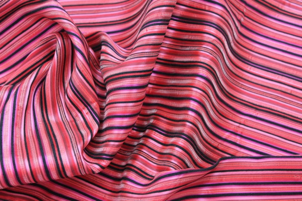 Striped Brocade - Red Pink & Black fabric, image 4 of 6