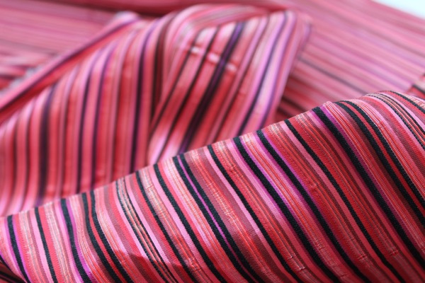 Striped Brocade - Red Pink & Black fabric, image 3 of 6