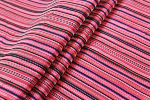 Striped Brocade - Red Pink & Black fabric, image 5 of 6