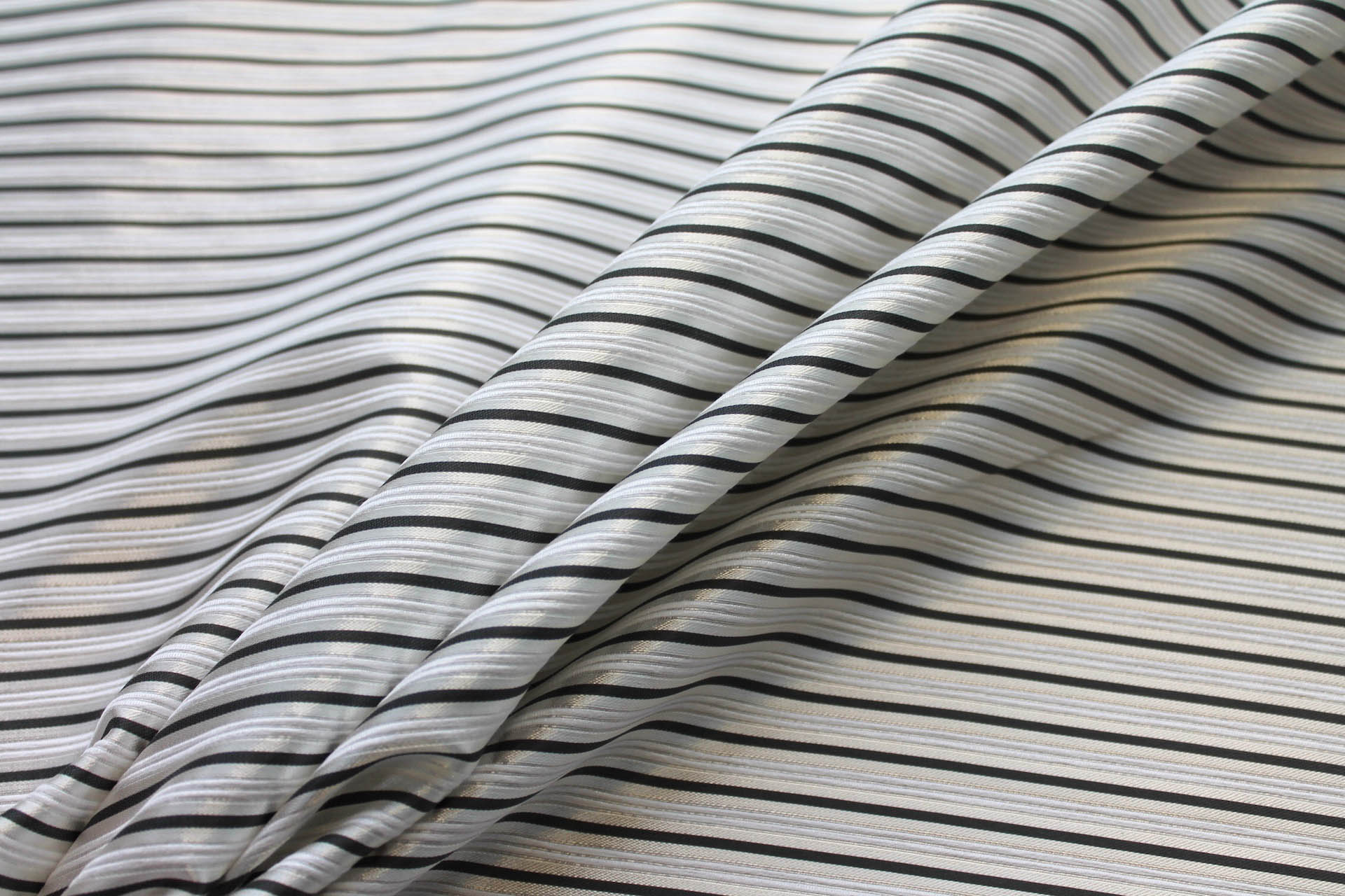 Striped Brocade - White Grey & Black fabric, image 3 of 6