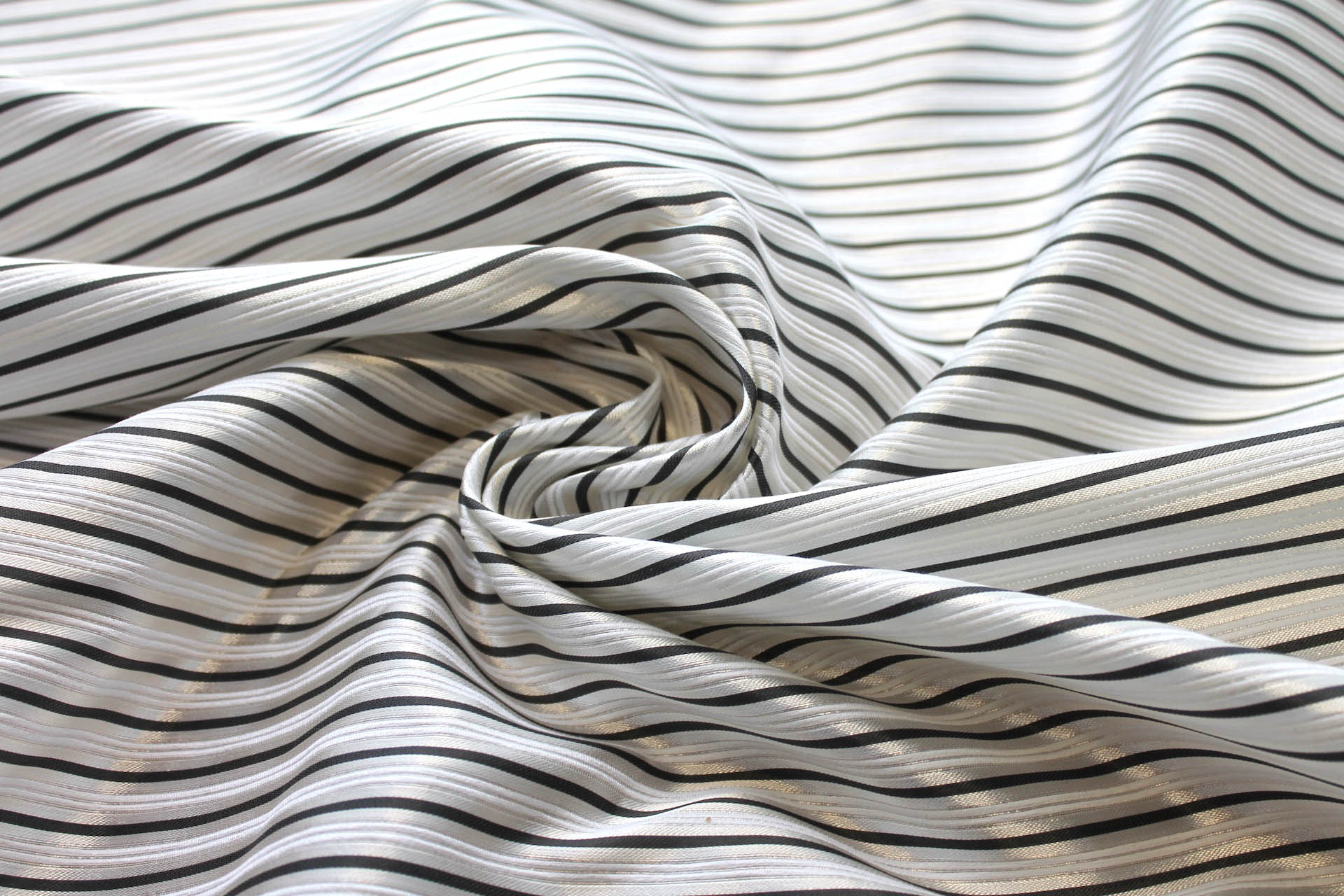 Striped Brocade - White Grey & Black fabric, image 4 of 6