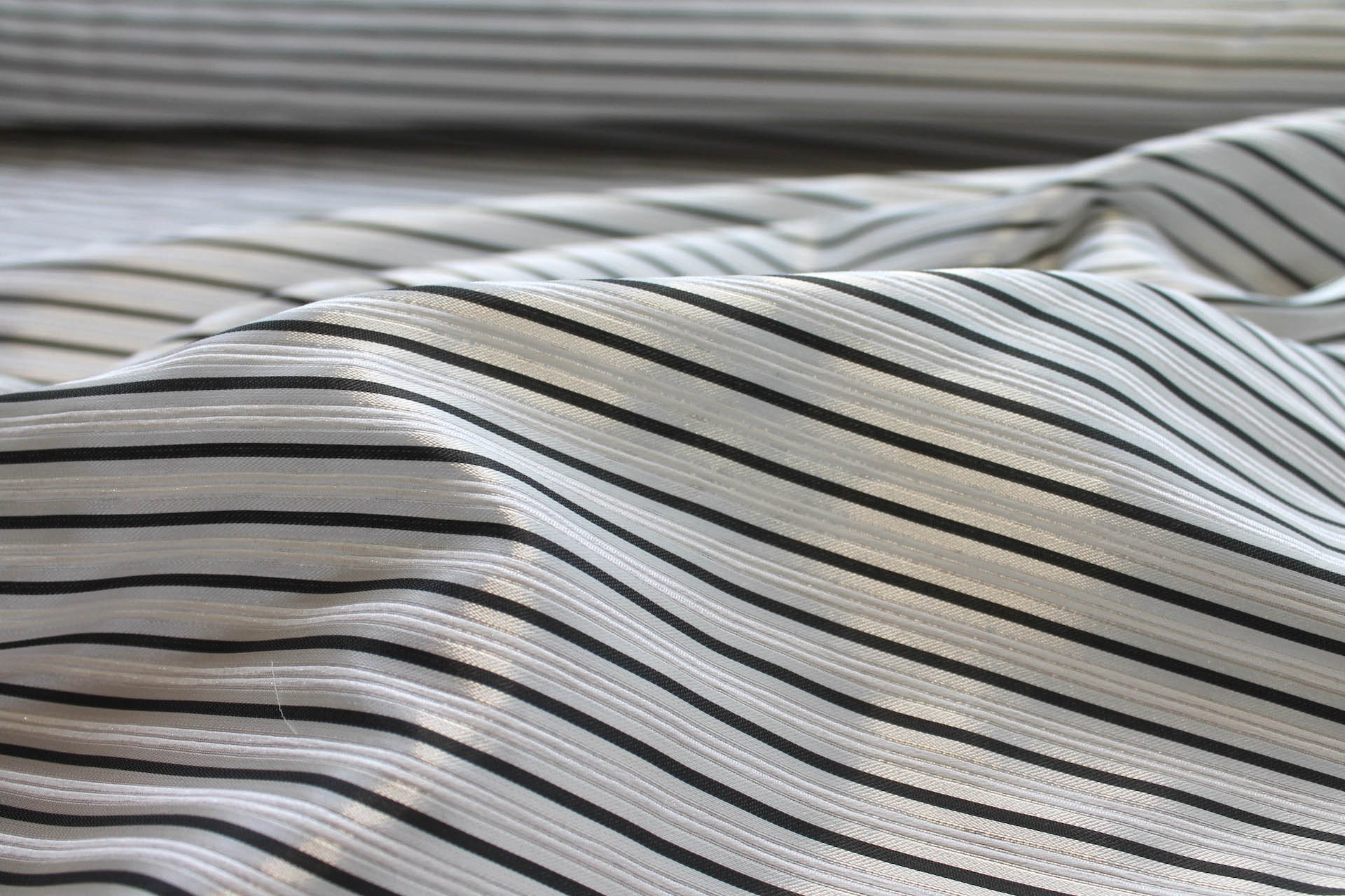 Striped Brocade - White Grey & Black fabric, image 6 of 6