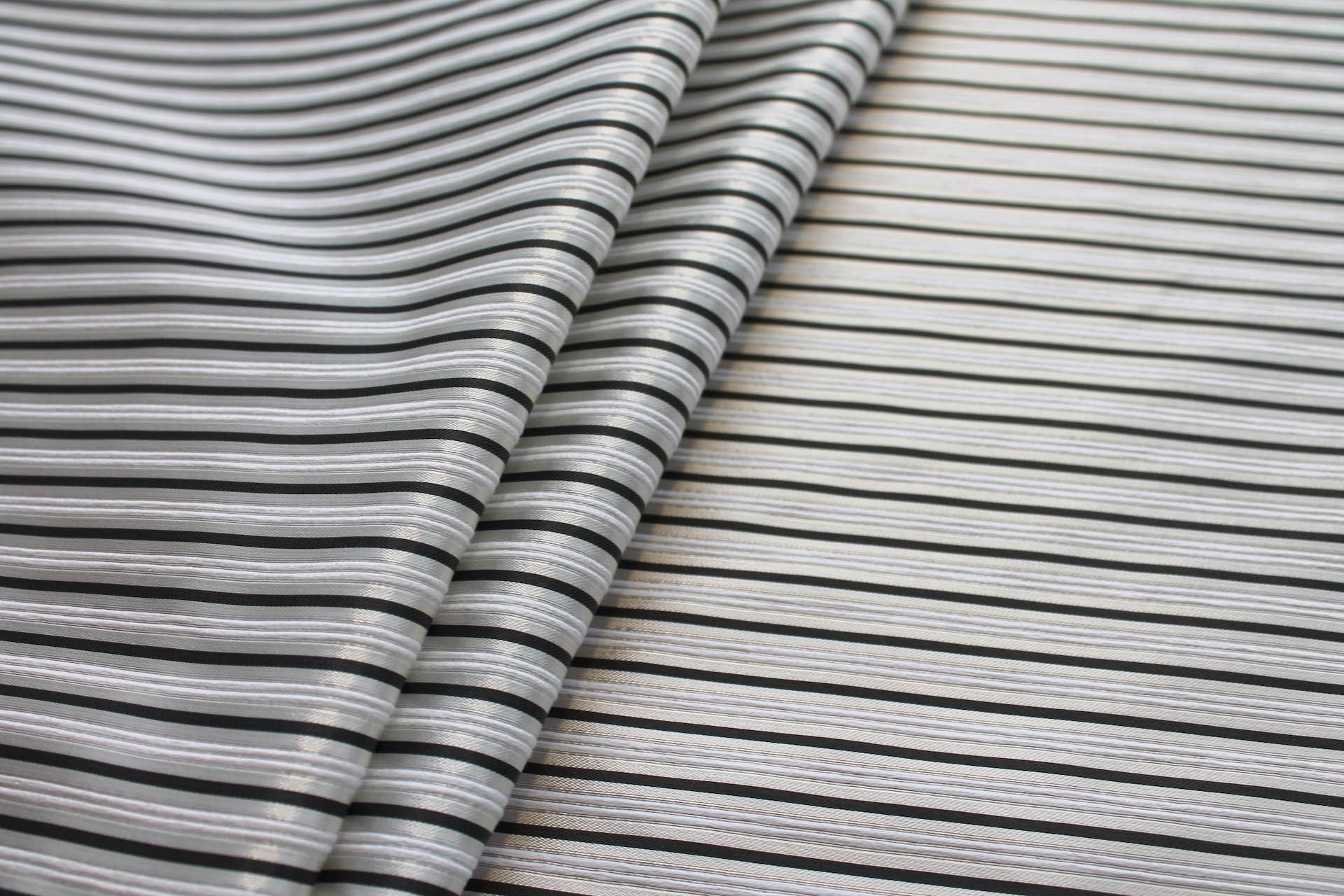 Striped Brocade - White Grey & Black fabric