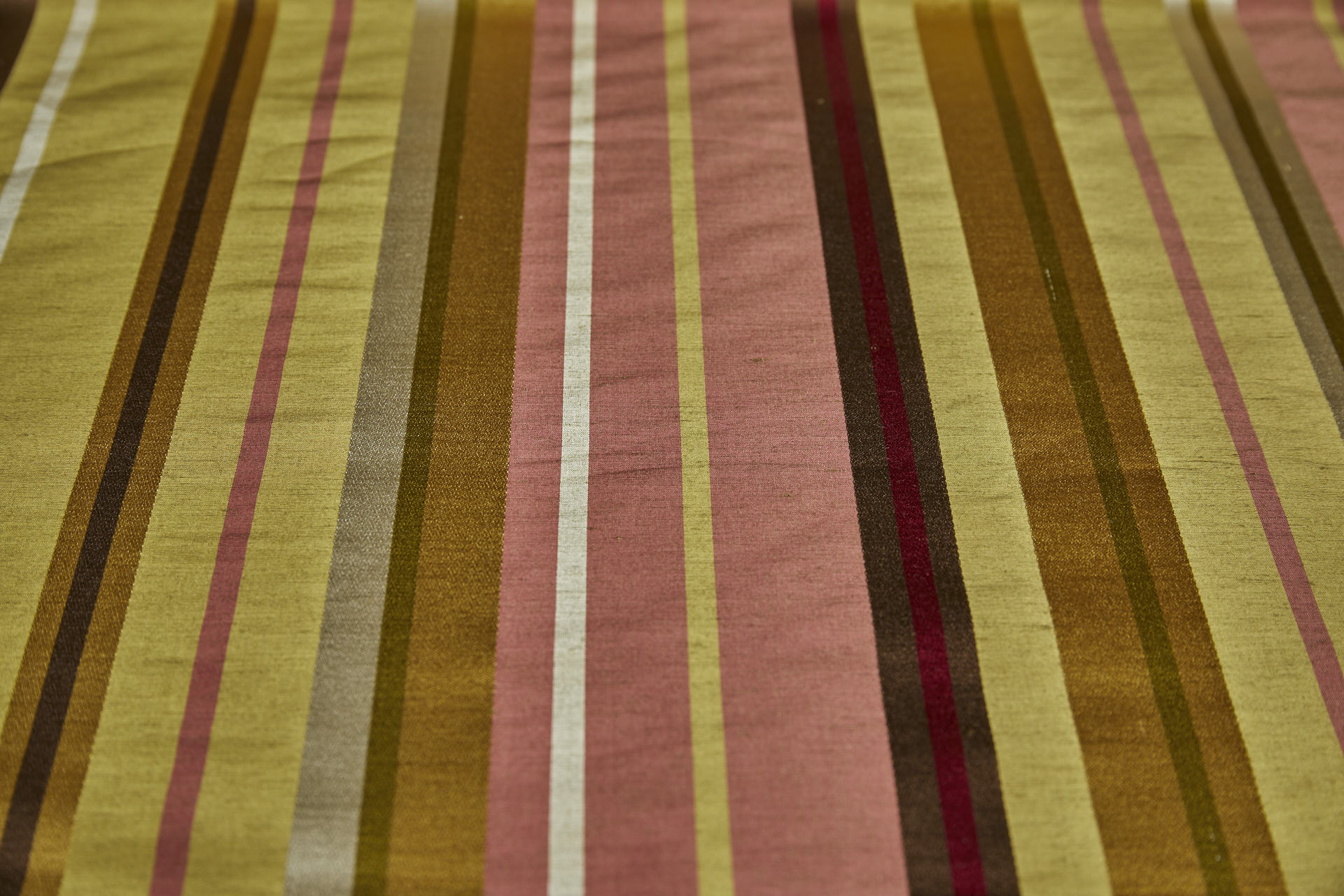 Woven Satin Stripe Brocade - Green, Yellow and Red fabric, image 2 of 11