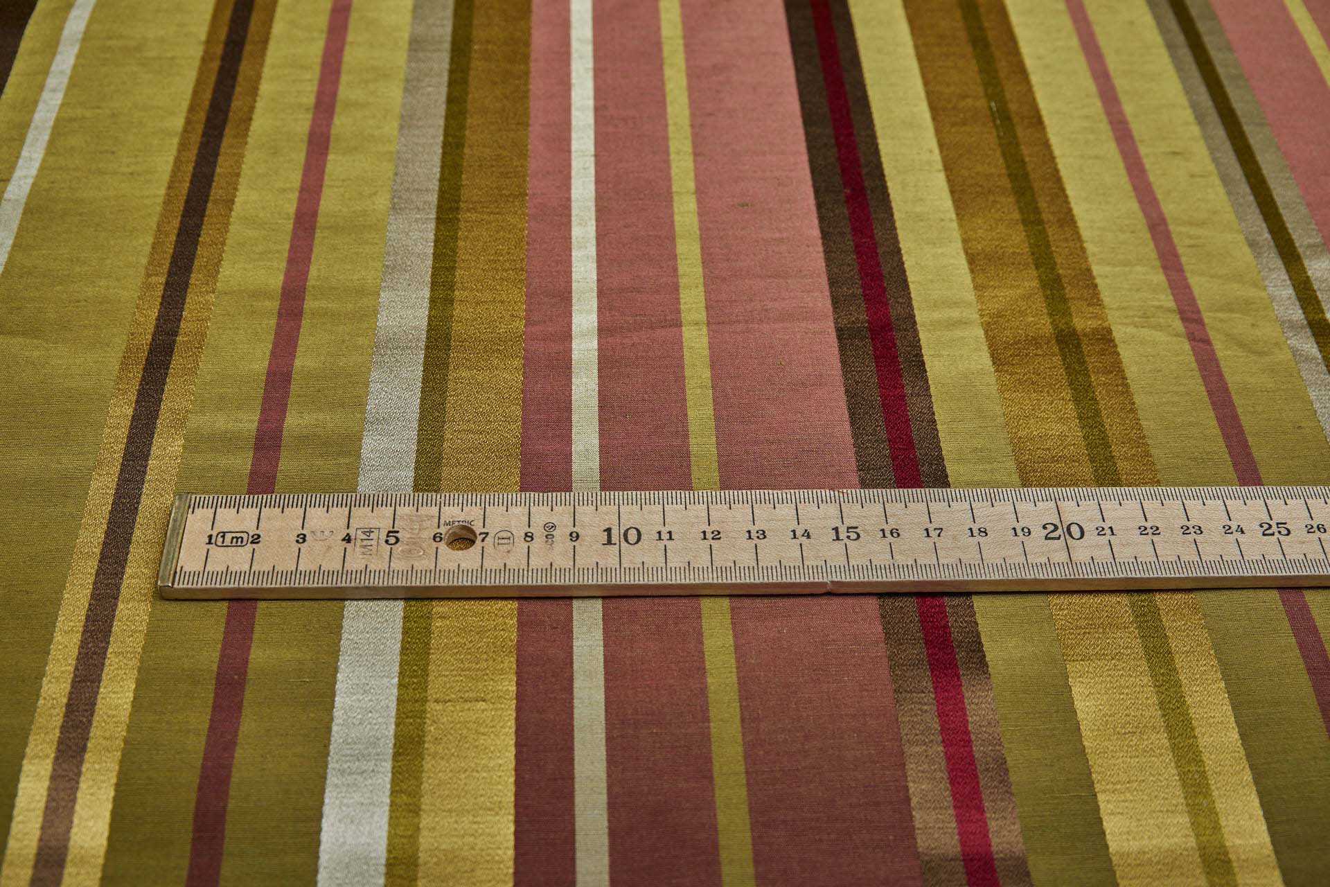 Woven Satin Stripe Brocade - Green, Yellow and Red fabric, image 4 of 11
