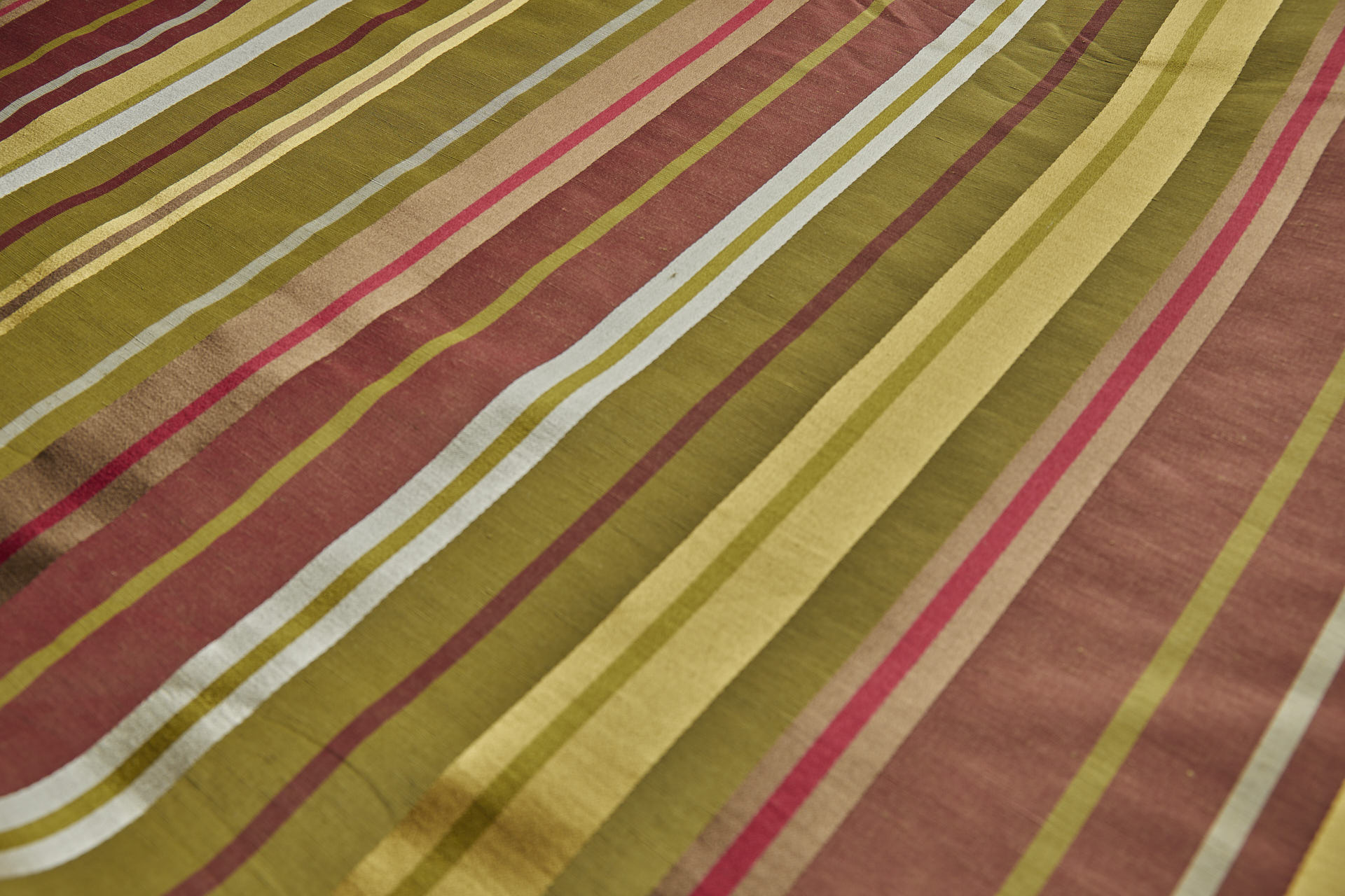 Woven Satin Stripe Brocade - Green, Yellow and Red fabric, image 5 of 11