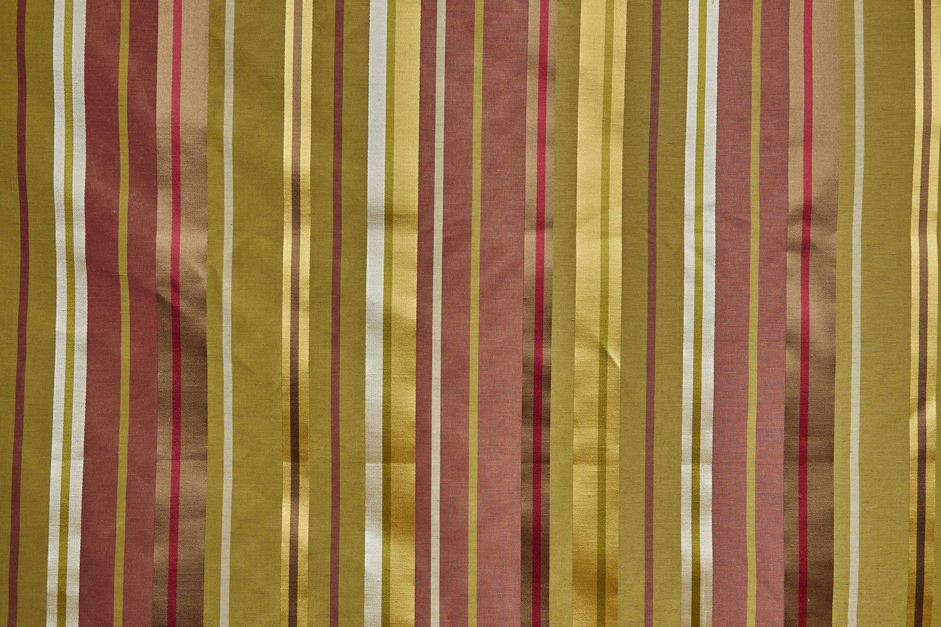 Woven Satin Stripe Brocade - Green, Yellow and Red fabric, image 7 of 11