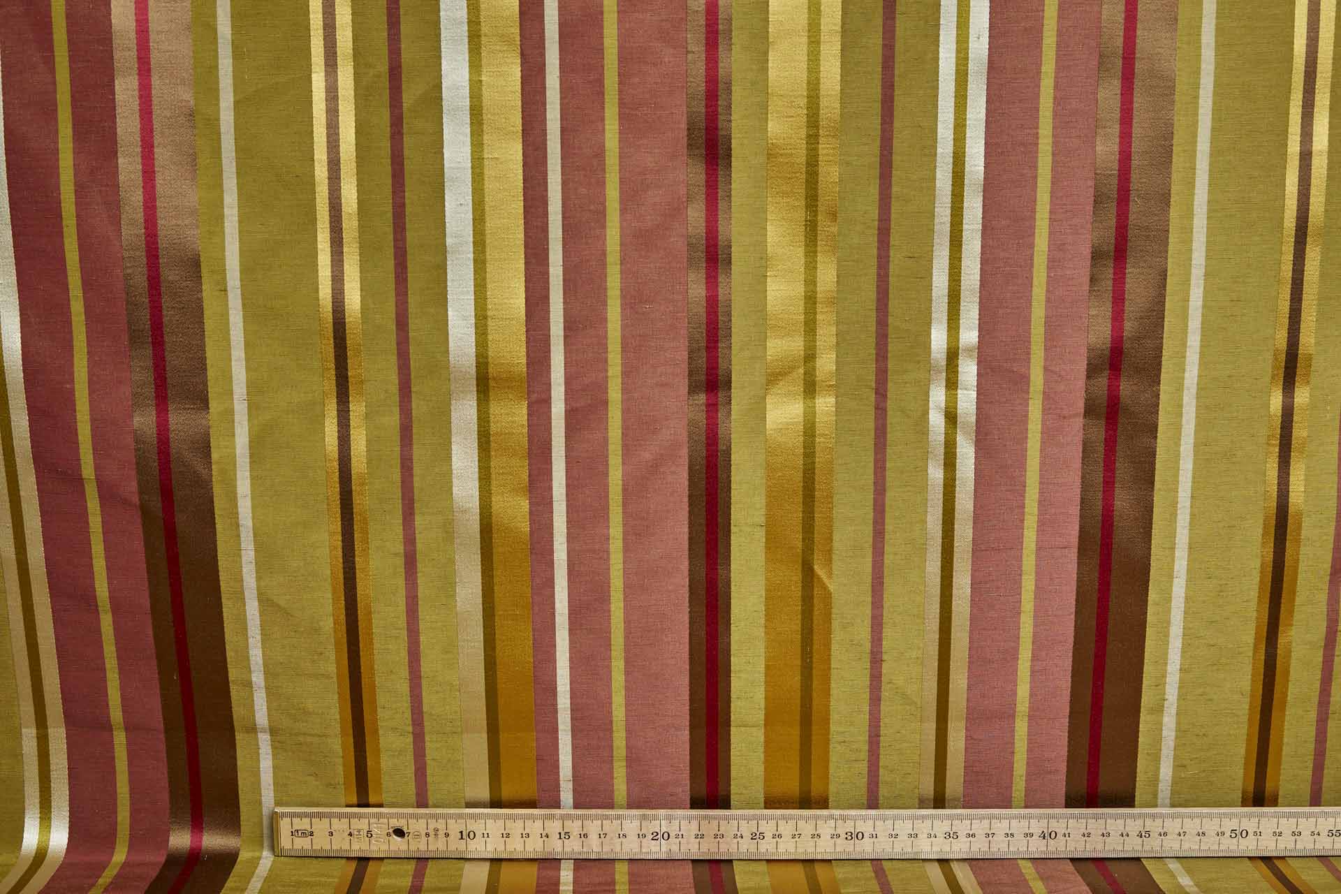 Woven Satin Stripe Brocade - Green, Yellow and Red fabric, image 8 of 11