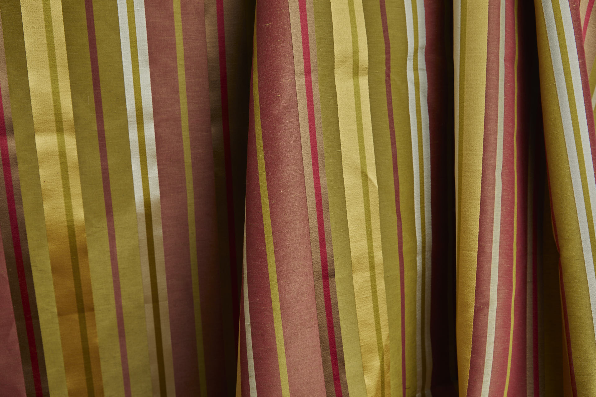 Woven Satin Stripe Brocade - Green, Yellow and Red fabric, image 9 of 11