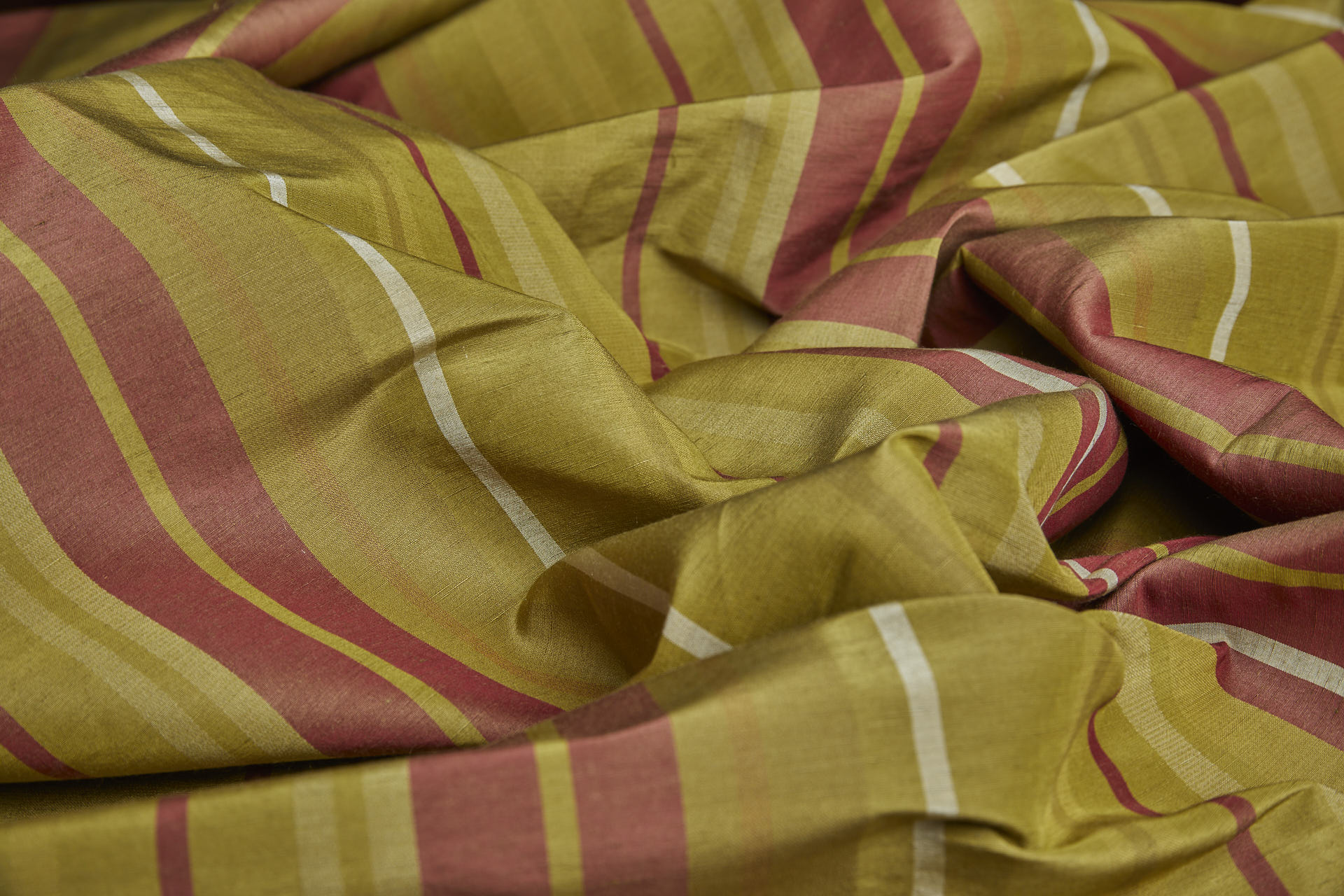 Woven Satin Stripe Brocade - Green, Yellow and Red fabric, image 10 of 11