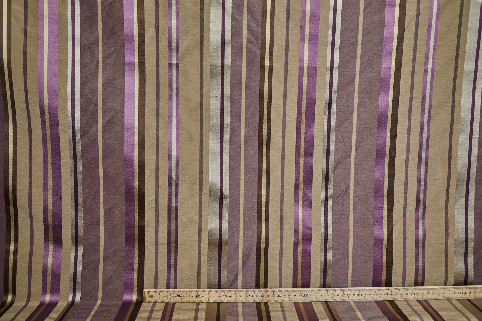 Woven Satin Stripe Brocade - Aubergine, Khaki, Gold and Brown fabric, image 3 of 9