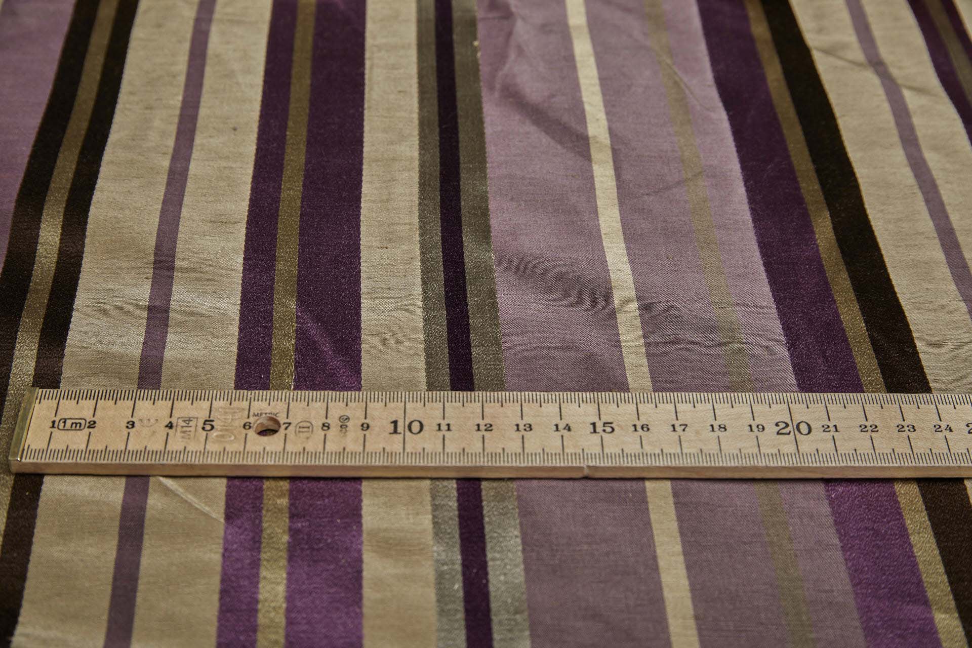 Woven Satin Stripe Brocade - Aubergine, Khaki, Gold and Brown fabric, image 6 of 9