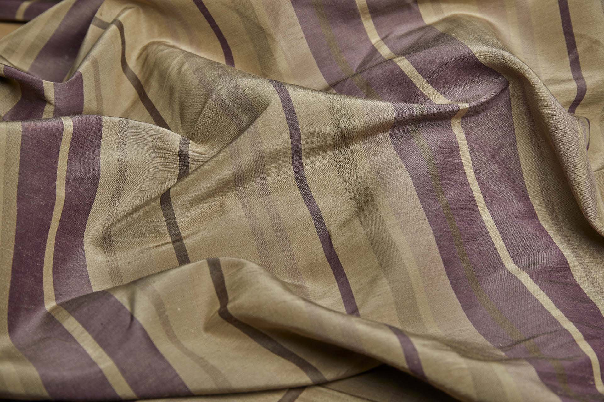 Woven Satin Stripe Brocade - Aubergine, Khaki, Gold and Brown fabric, image 7 of 9
