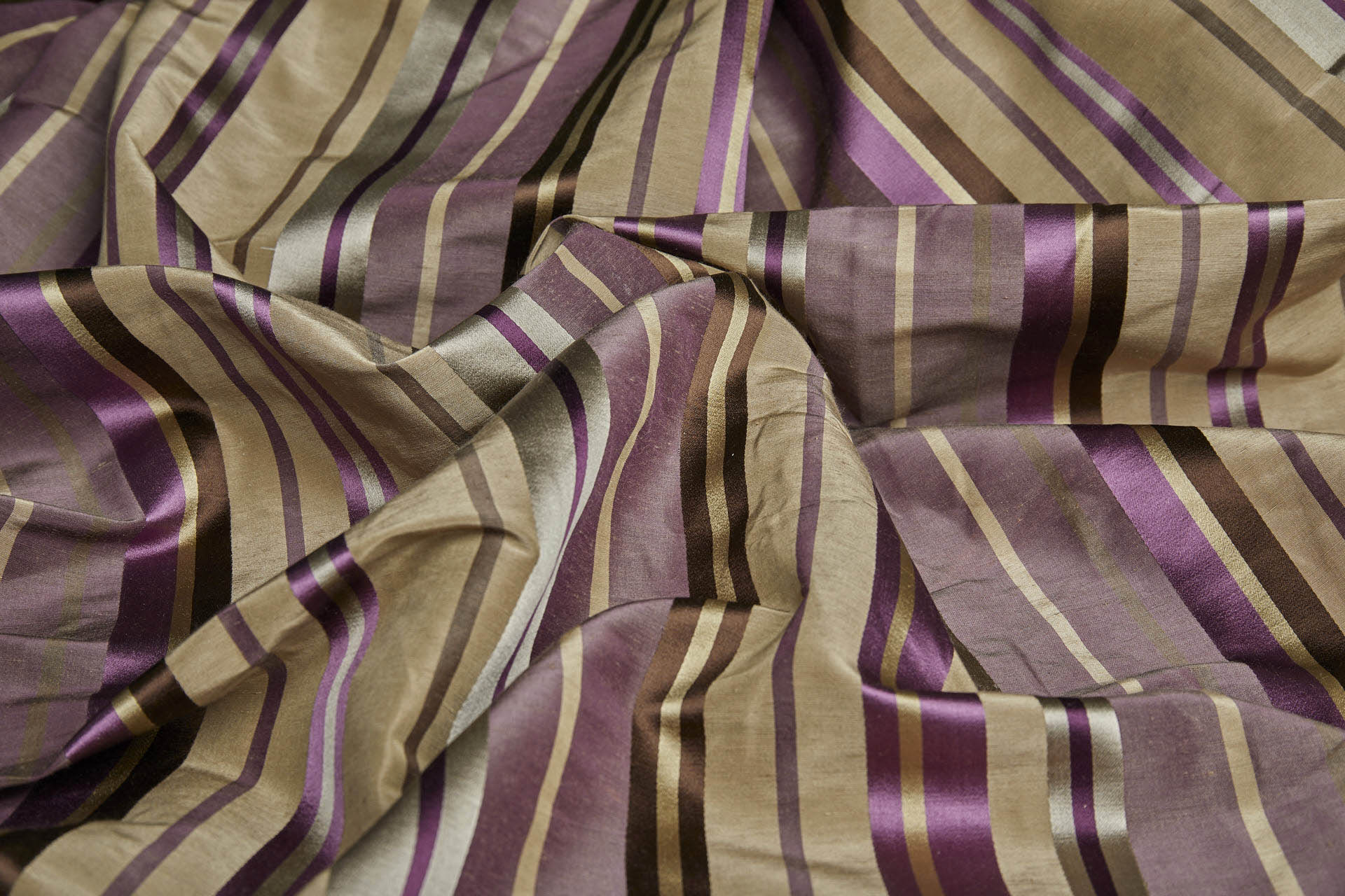 Woven Satin Stripe Brocade - Aubergine, Khaki, Gold and Brown fabric, image 9 of 9