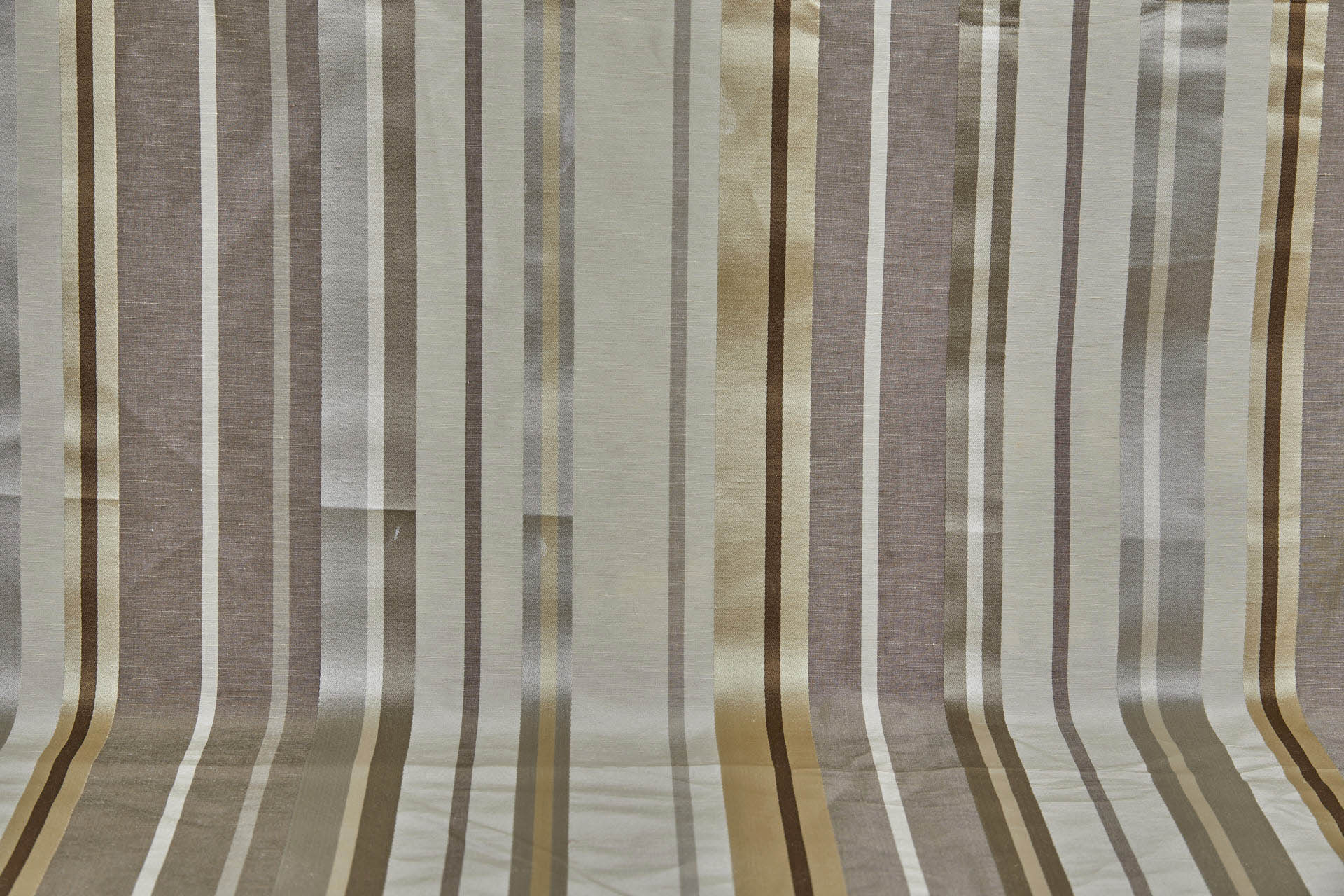 Woven Satin Stripe Brocade - Cream, Gold and Brown fabric, image 3 of 9