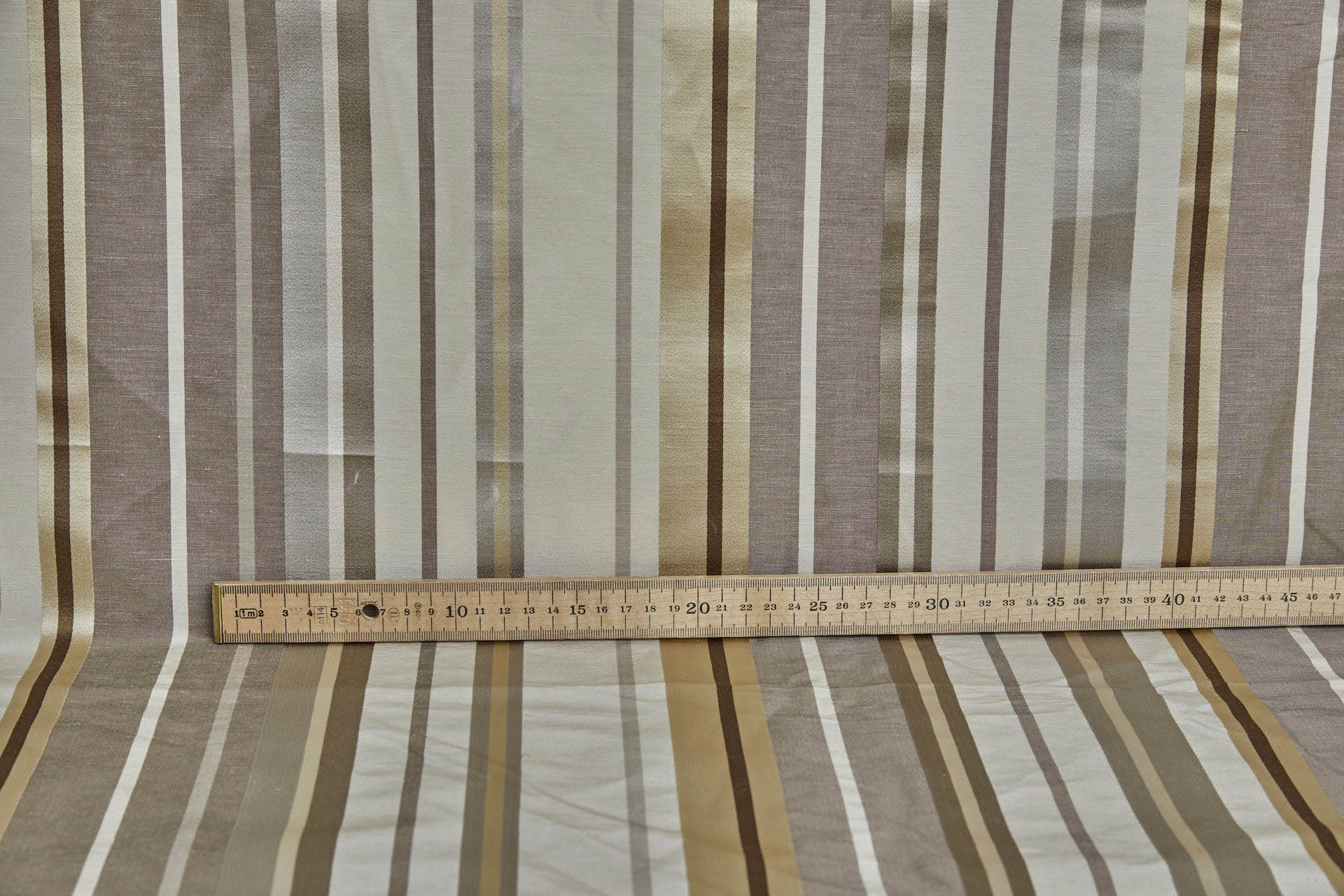 Woven Satin Stripe Brocade - Cream, Gold and Brown fabric, image 4 of 9