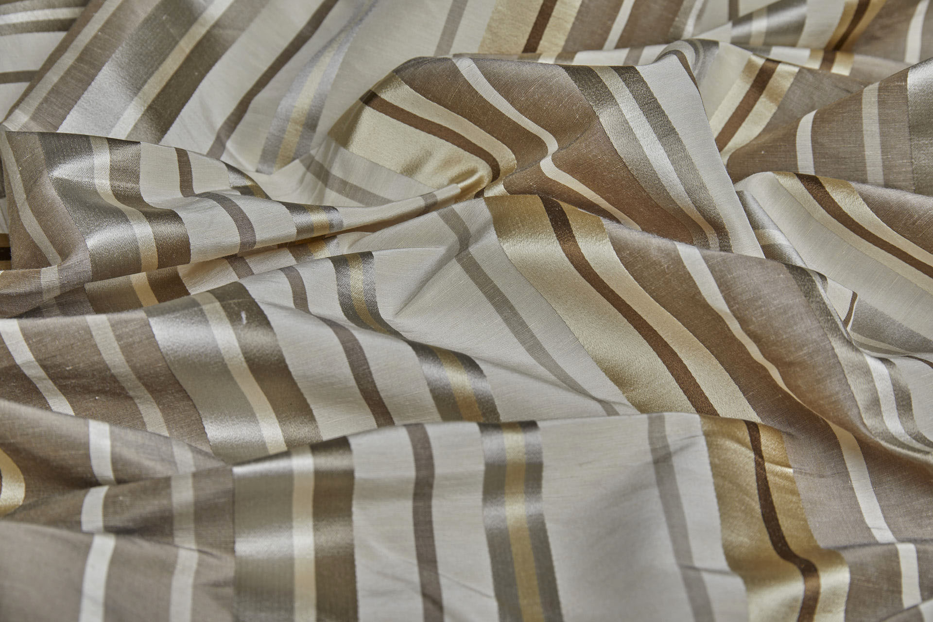 Woven Satin Stripe Brocade - Cream, Gold and Brown fabric, image 5 of 9