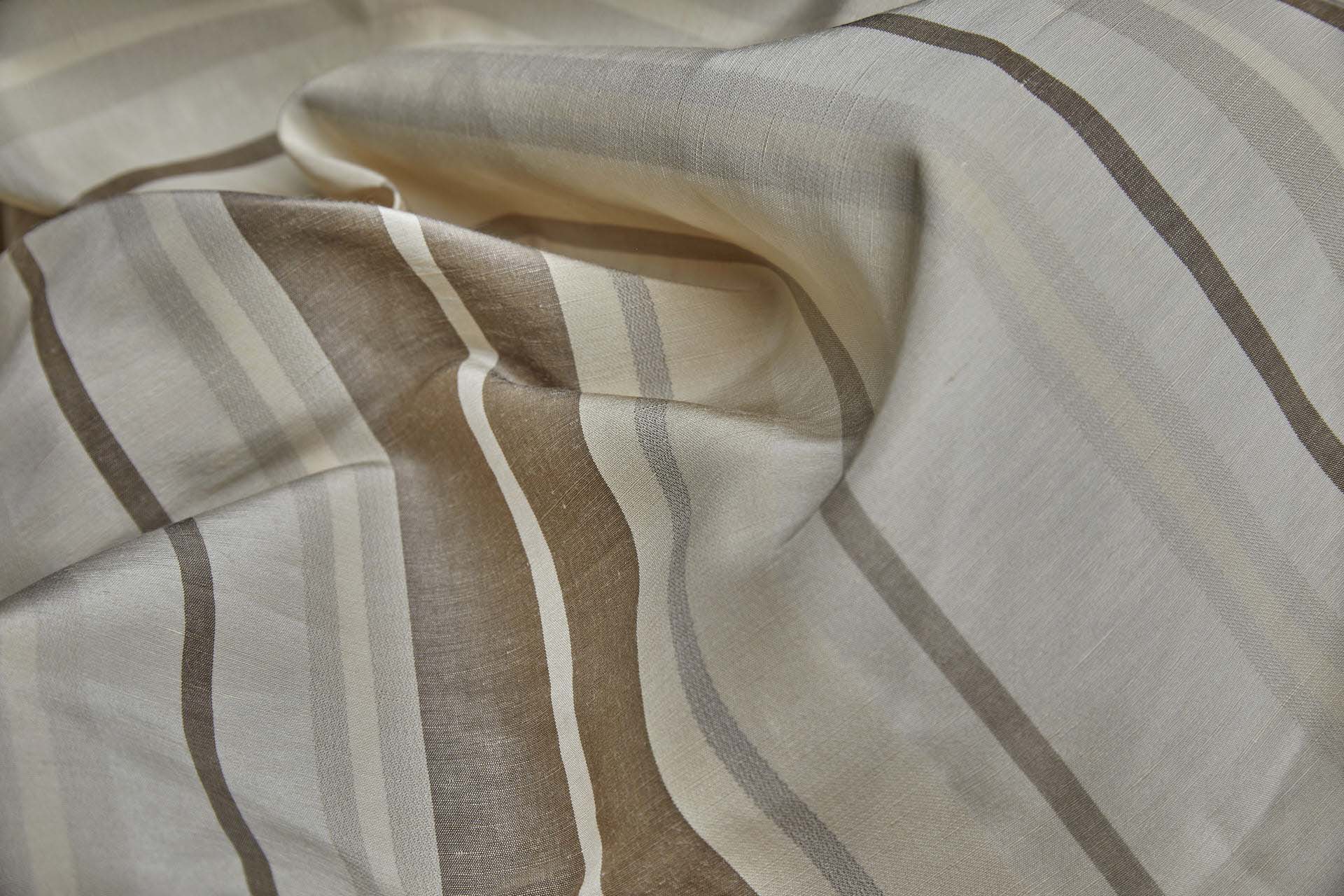 Woven Satin Stripe Brocade - Cream, Gold and Brown fabric, image 8 of 9