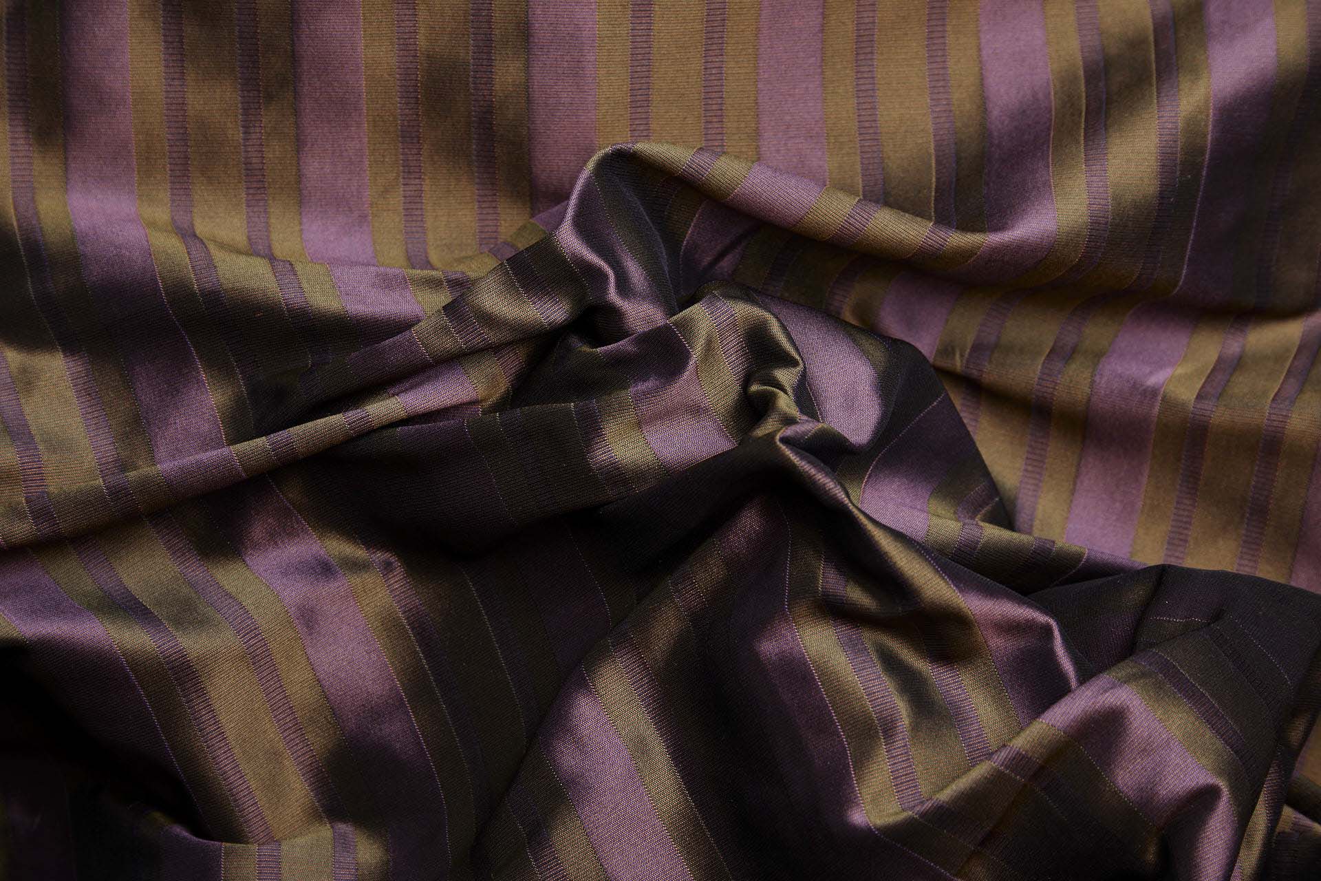 Reversible Stripe Brocade - Plum, Olive, Green and Purple fabric, image 3 of 9