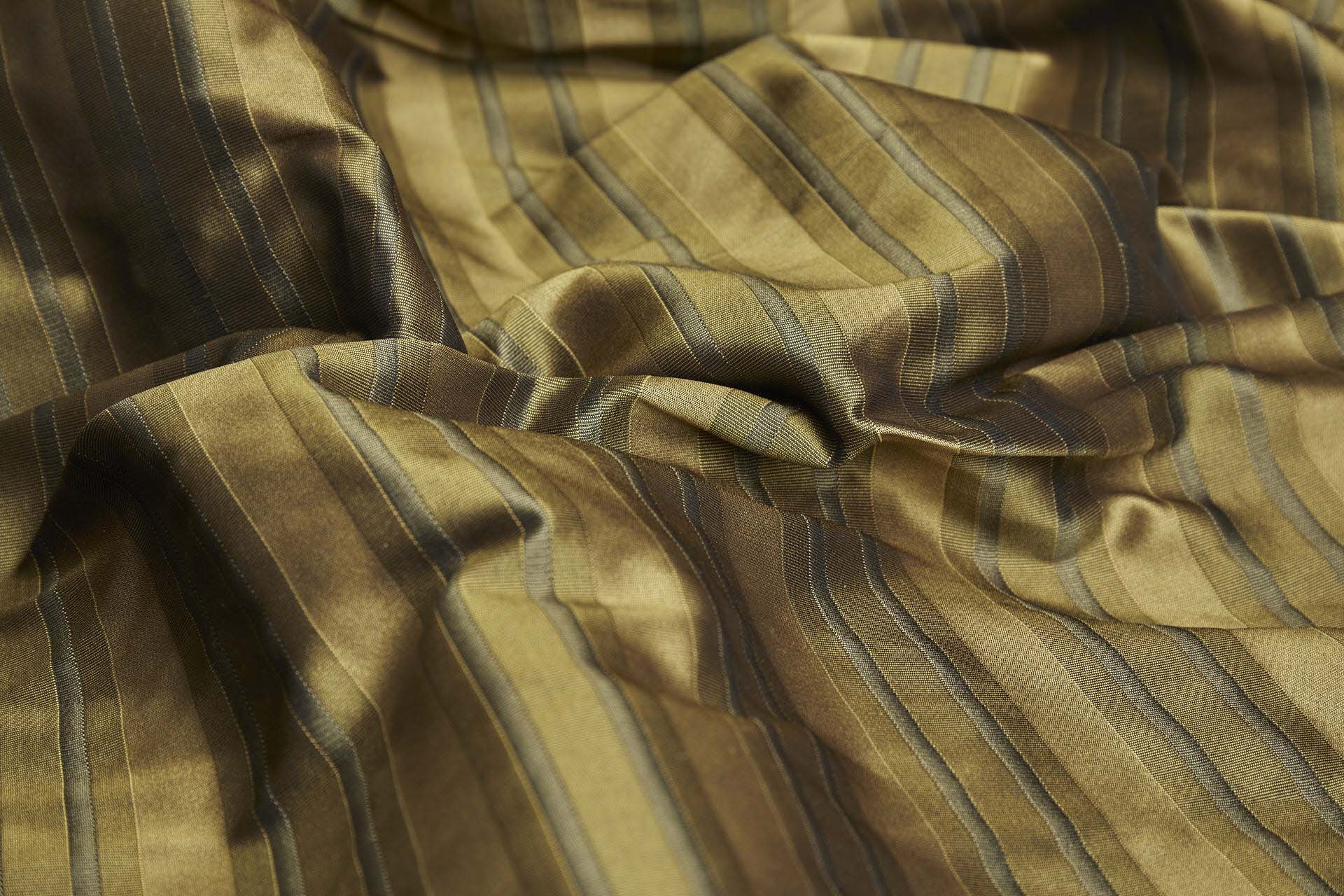 Reversible Stripe Brocade - Golden, Green and Grey fabric, image 2 of 11