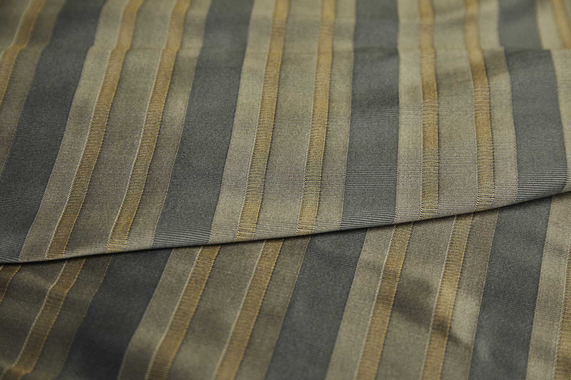 Reversible Stripe Brocade - Golden, Green and Grey fabric, image 4 of 11