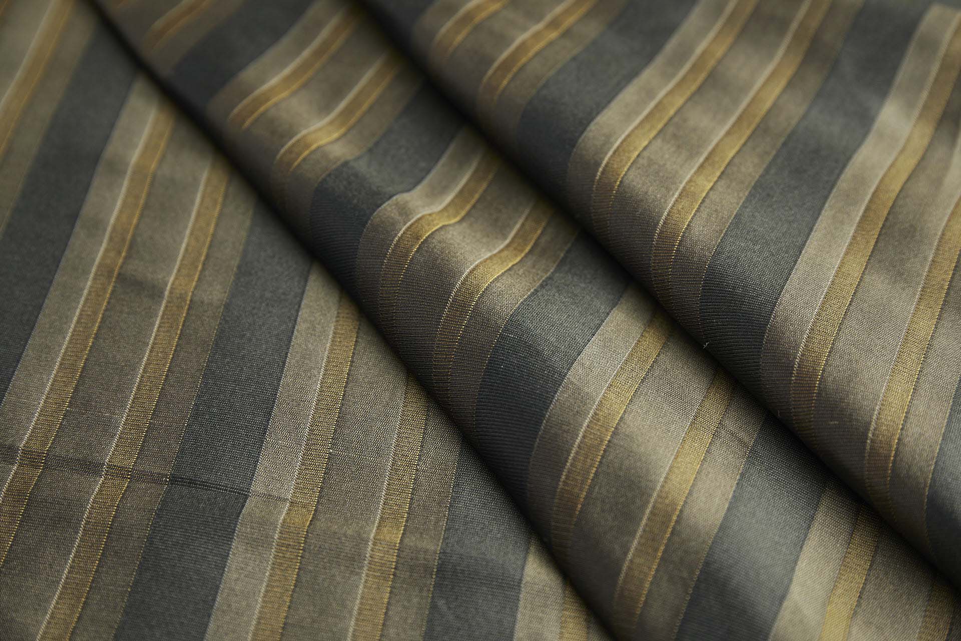 Reversible Stripe Brocade - Golden, Green and Grey fabric, image 5 of 11