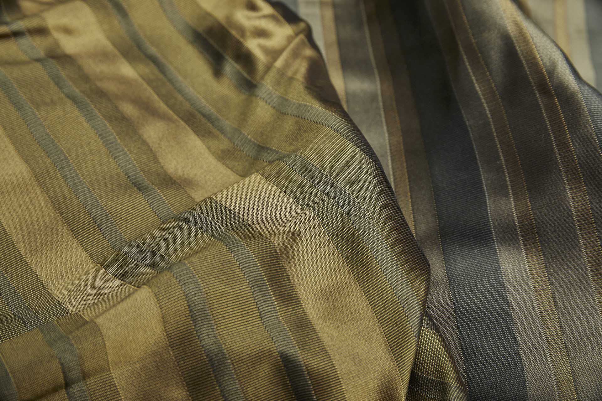 Reversible Stripe Brocade - Golden, Green and Grey fabric, image 8 of 11