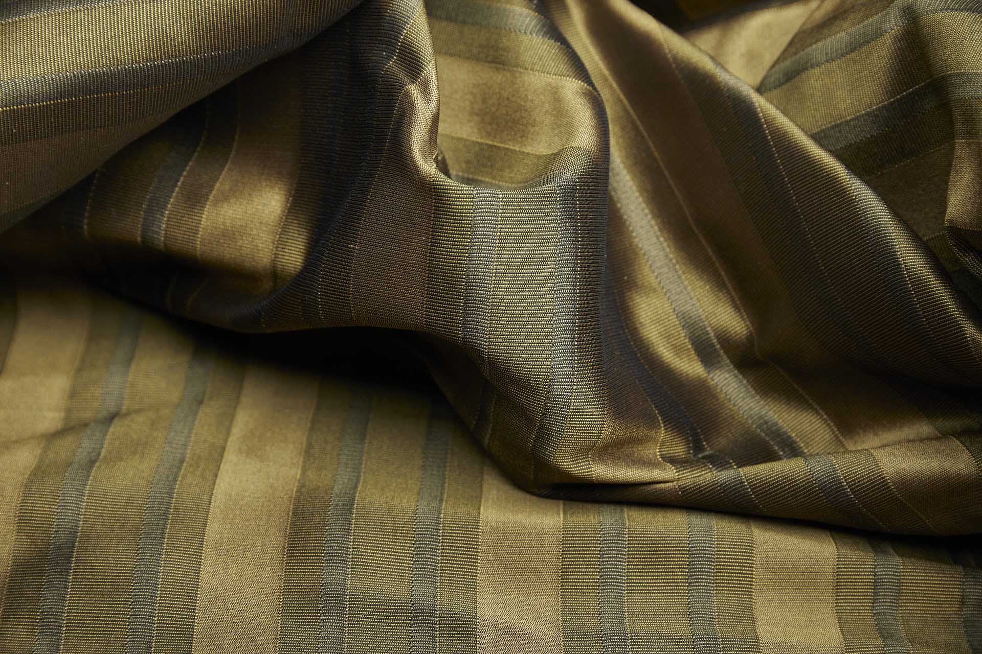 Reversible Stripe Brocade - Golden, Green and Grey fabric, image 9 of 11