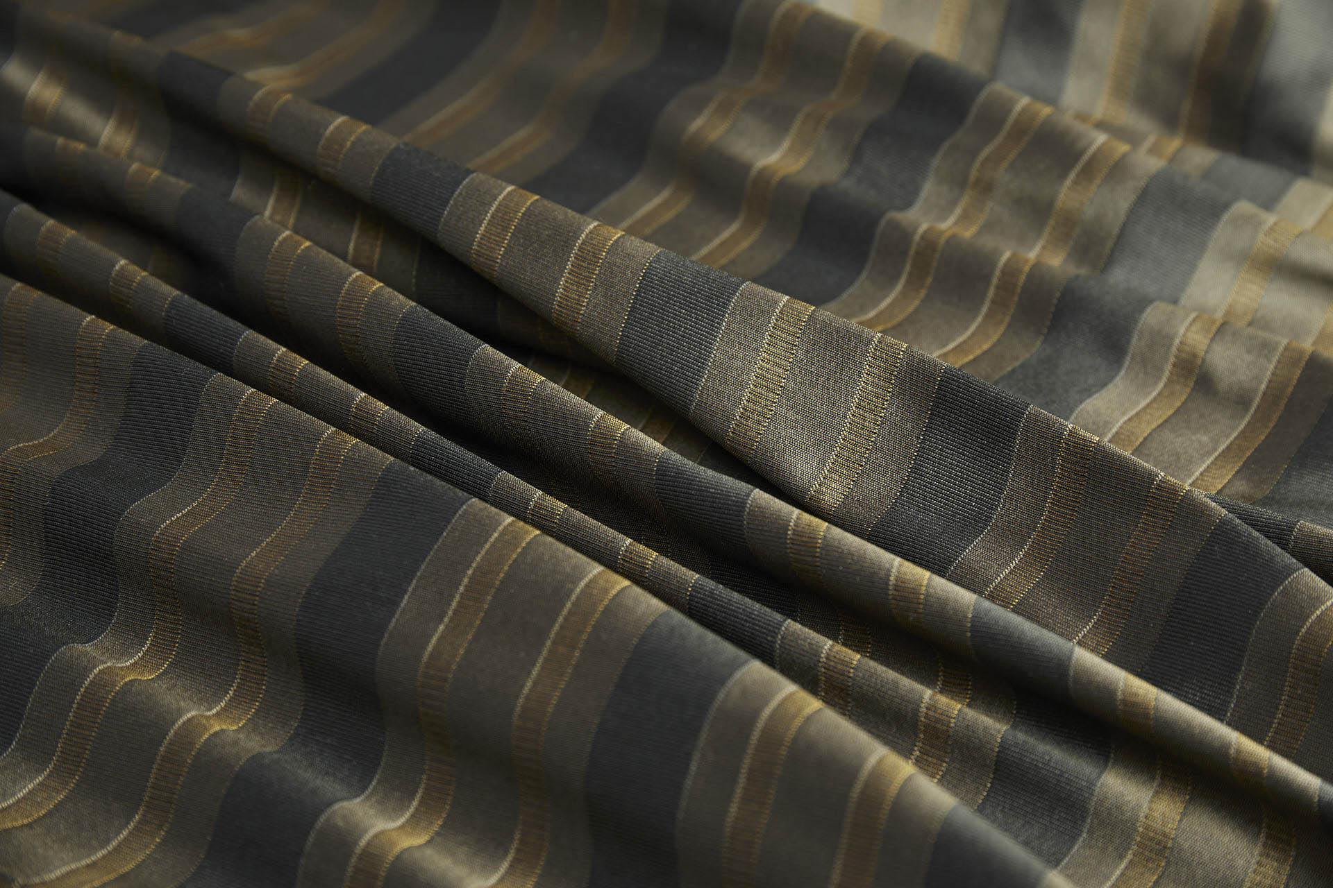 Reversible Stripe Brocade - Golden, Green and Grey fabric, image 11 of 11