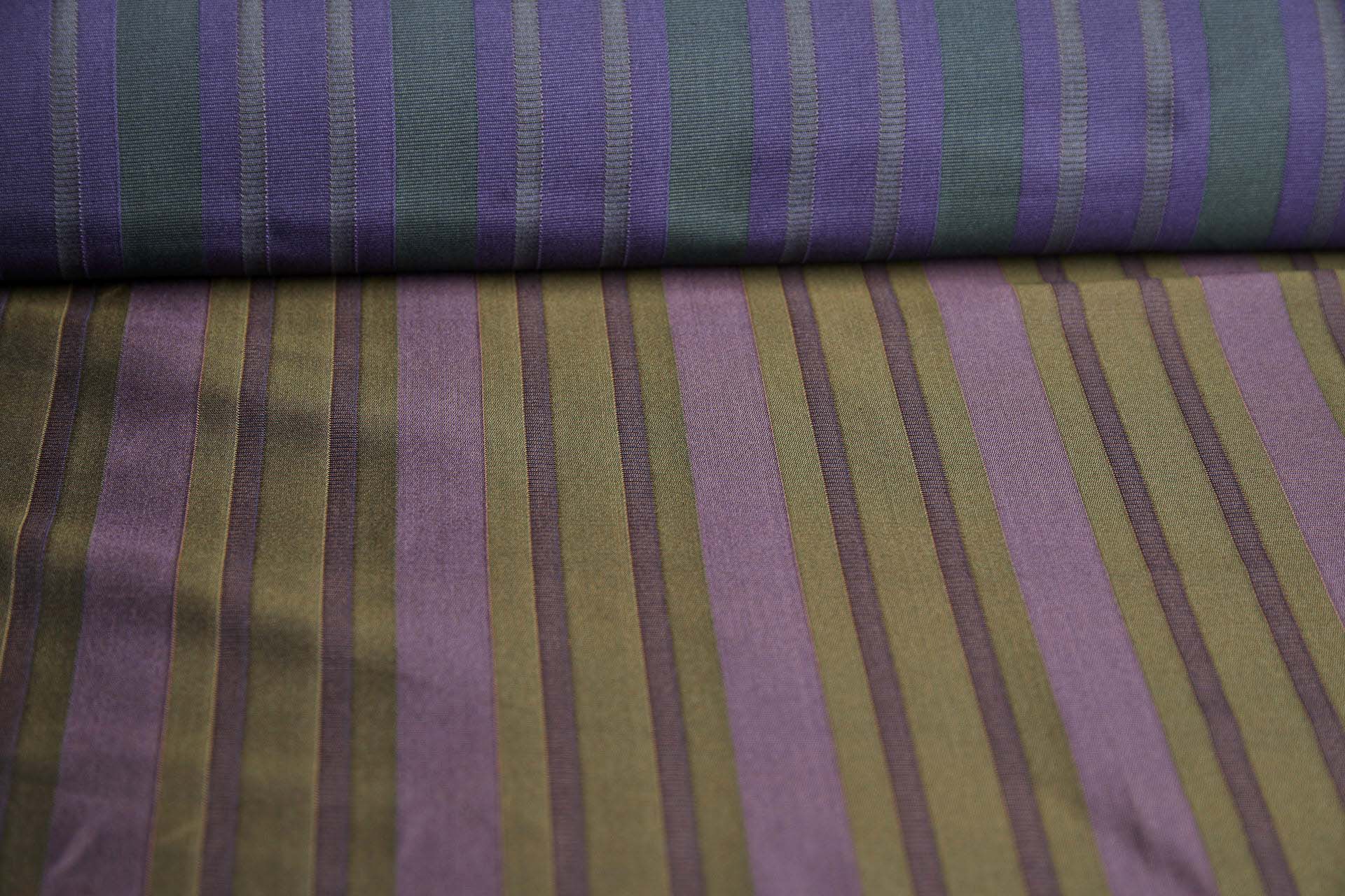 Reversible Stripe Brocade - Plum, Olive, Green and Purple fabric