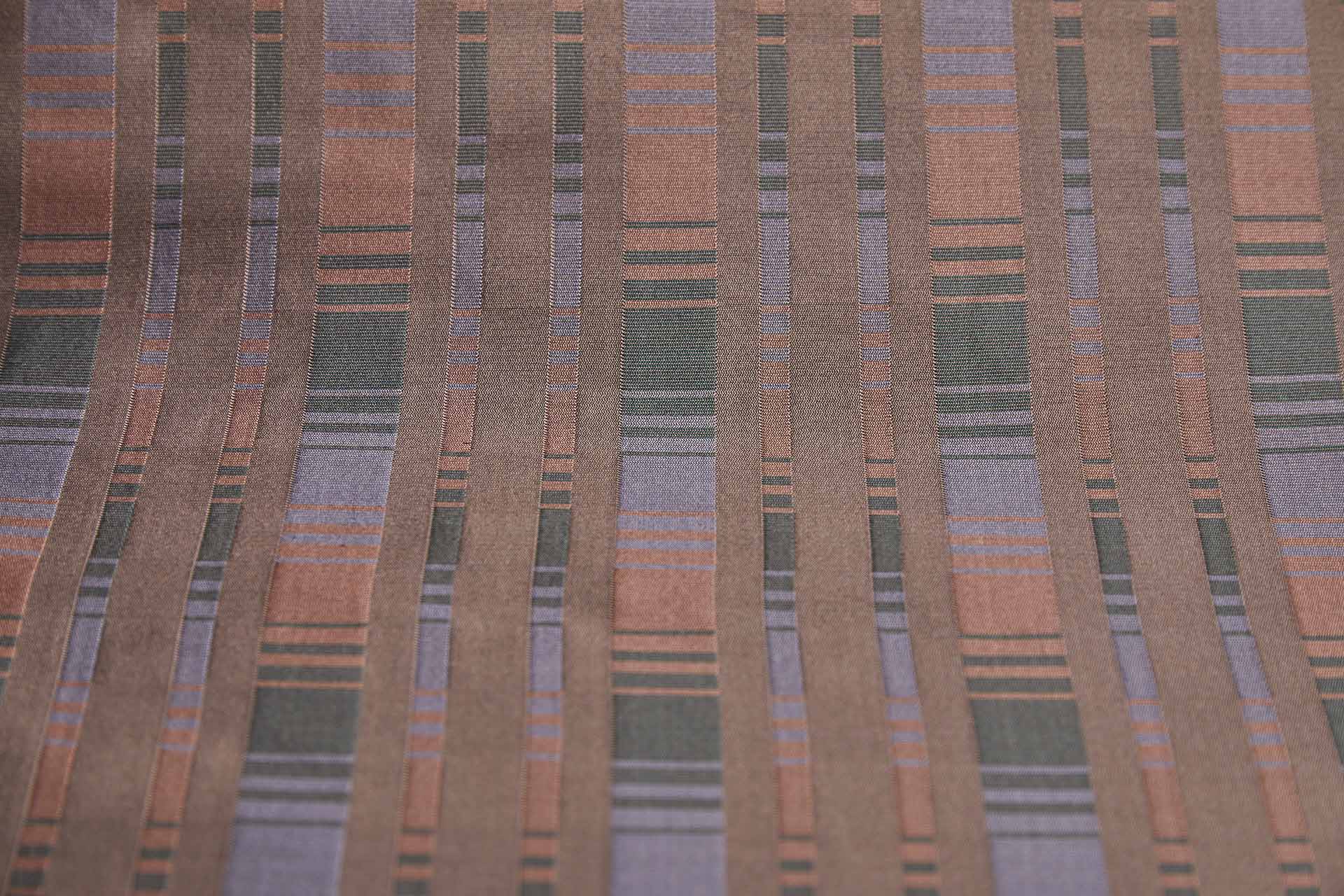 Reversible Stripe Brocade - Coral, Blue and Green fabric, image 3 of 11