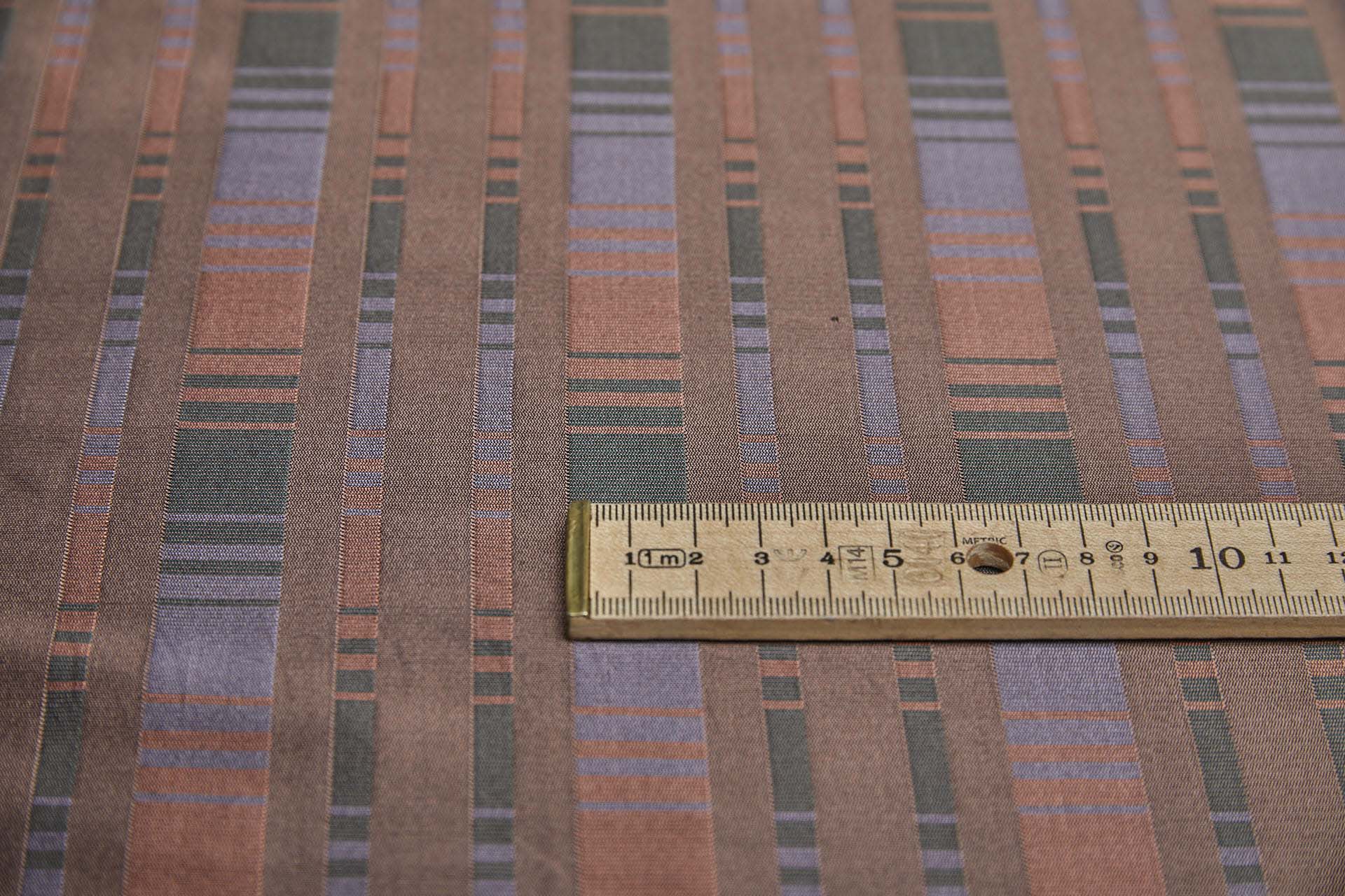 Reversible Stripe Brocade - Coral, Blue and Green fabric, image 5 of 11