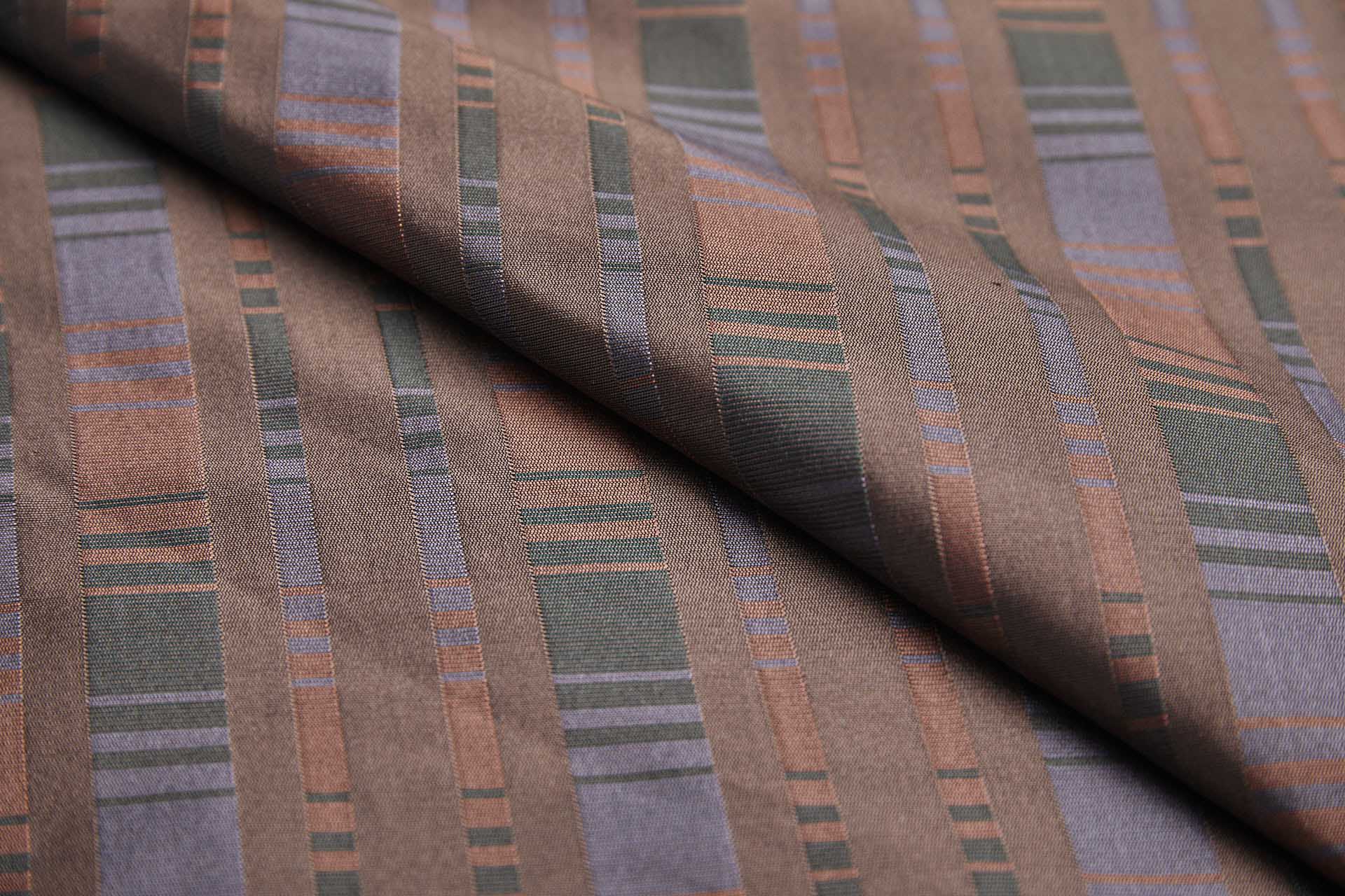 Reversible Stripe Brocade - Coral, Blue and Green fabric, image 6 of 11