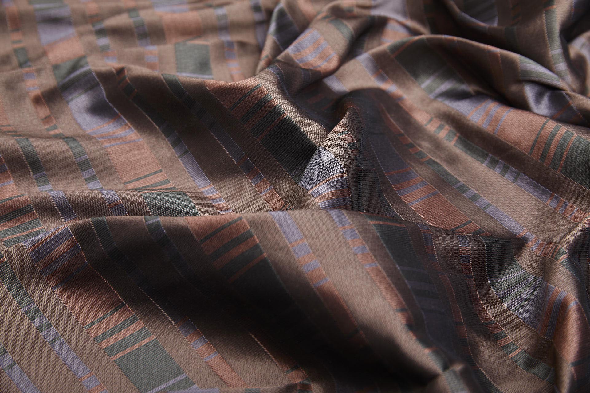 Reversible Stripe Brocade - Coral, Blue and Green fabric, image 7 of 11
