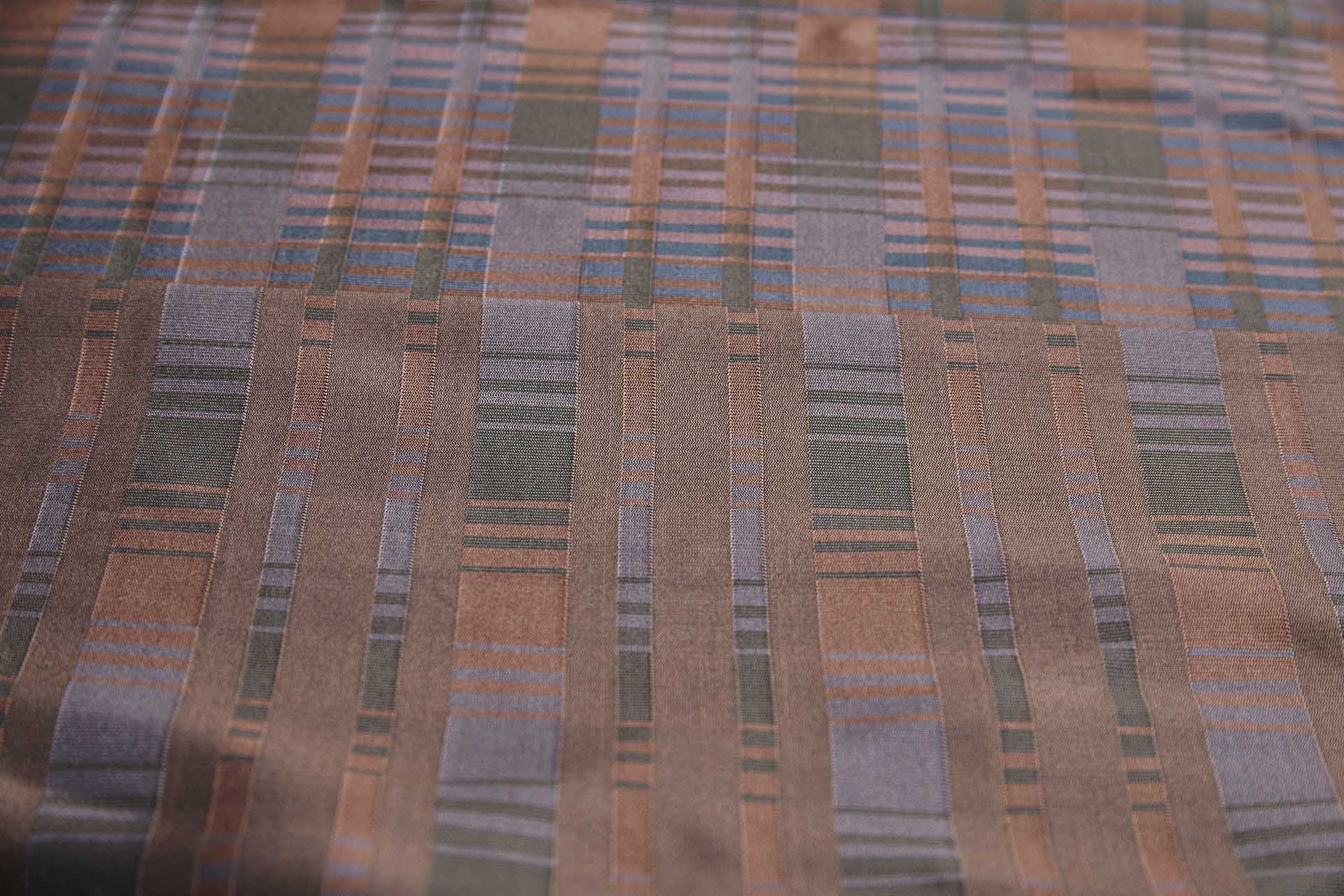 Reversible Stripe Brocade - Coral, Blue and Green fabric, image 8 of 11