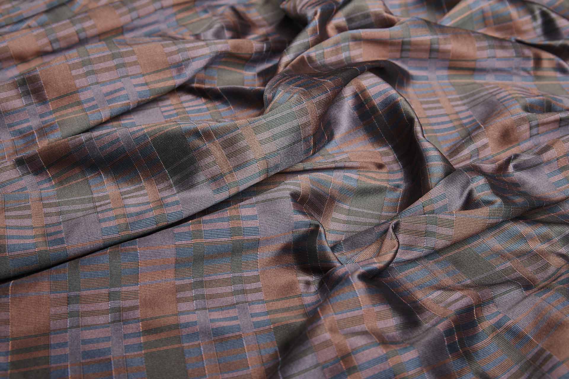 Reversible Stripe Brocade - Coral, Blue and Green fabric, image 11 of 11