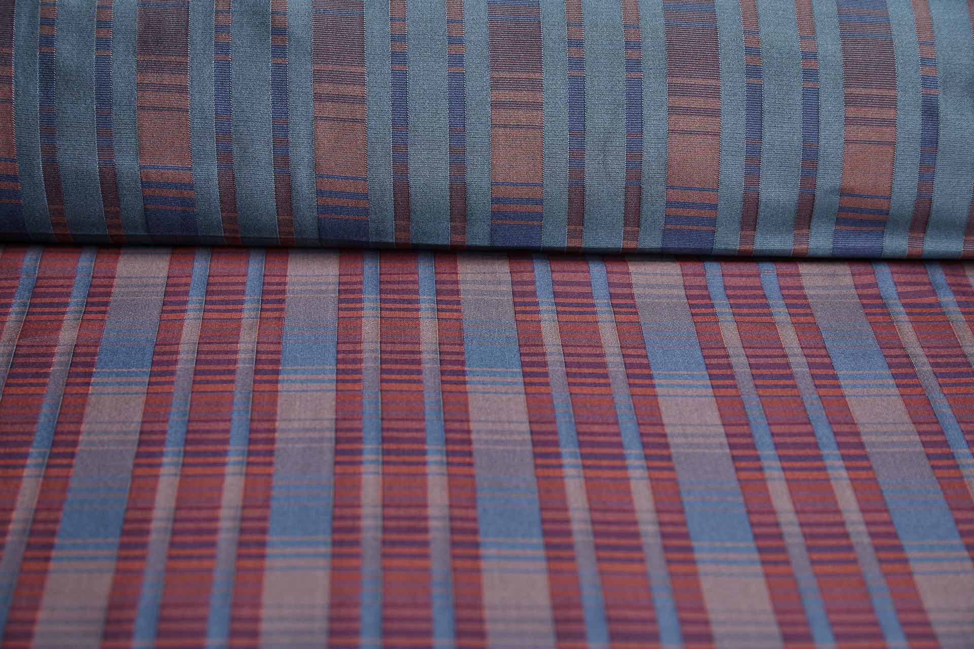 Reversible Stripe Brocade - Red, Teal and Navy fabric
