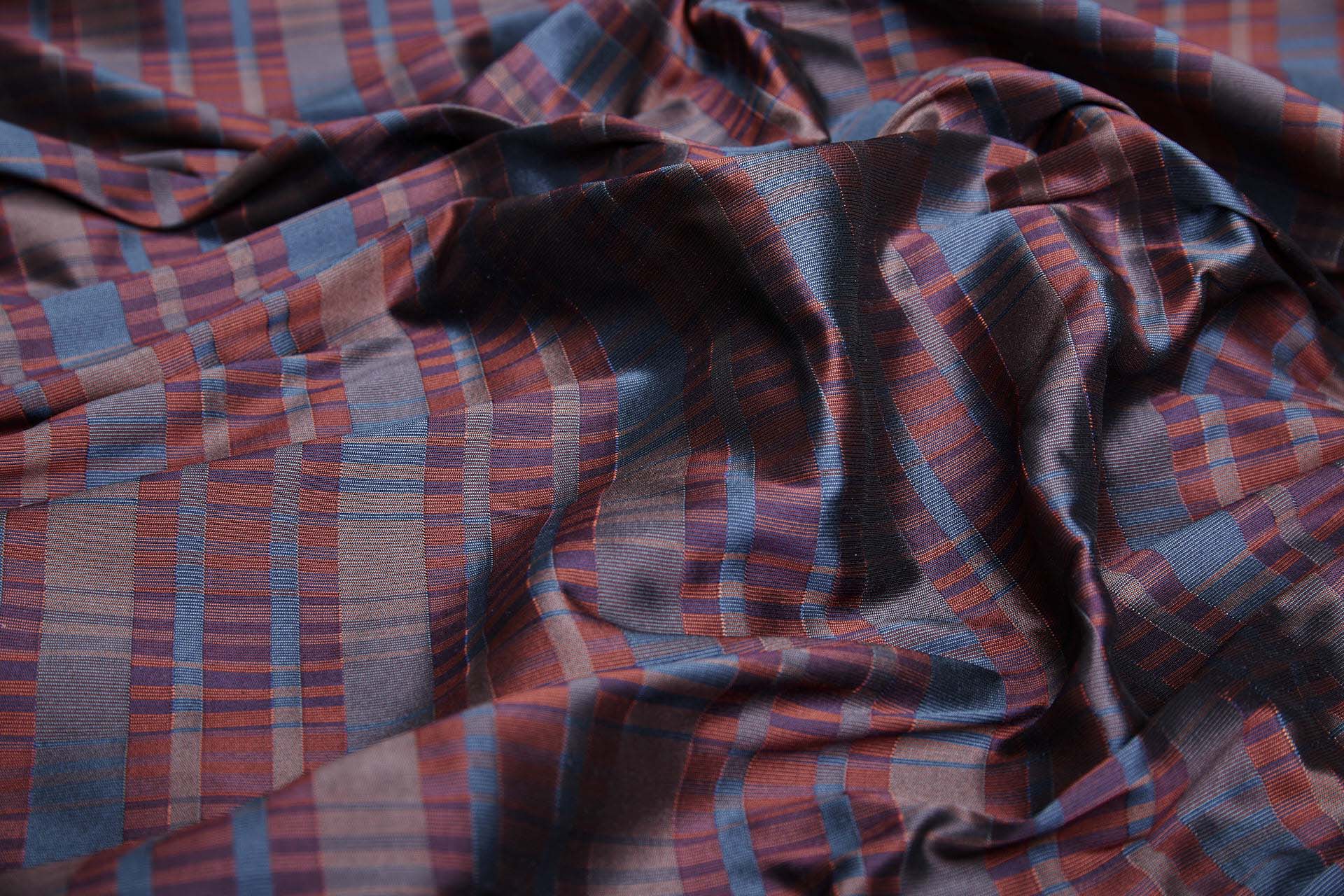 Reversible Stripe Brocade - Red, Teal and Navy fabric, image 5 of 9